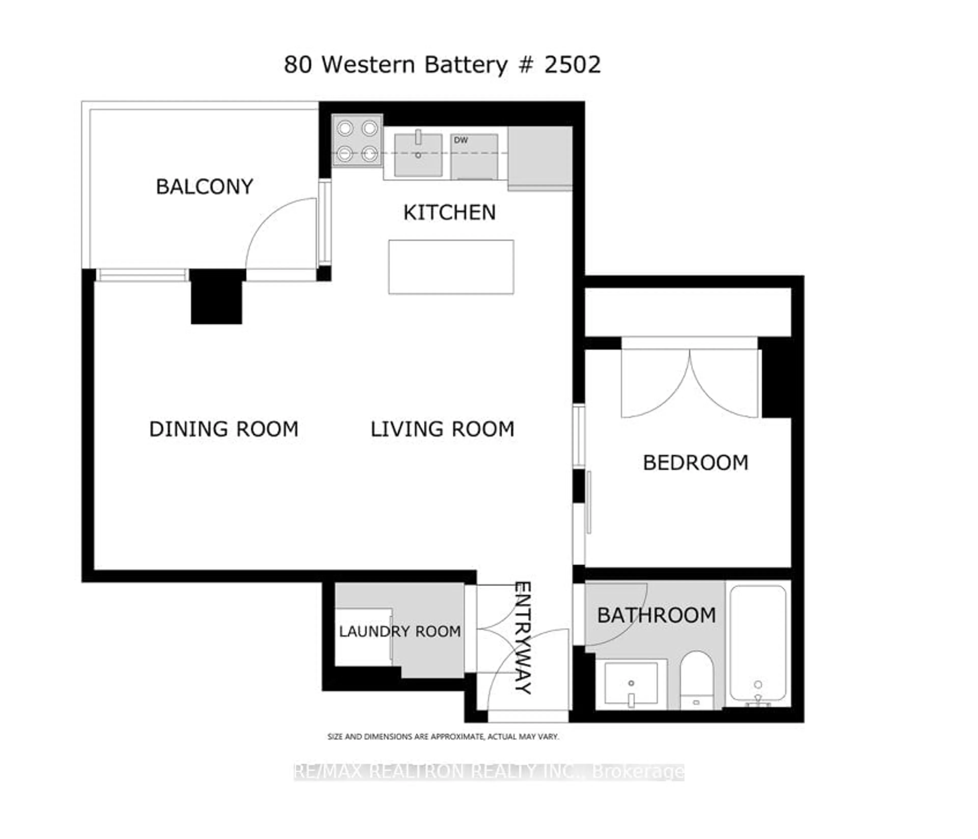 Floor plan for 80 Western Battery Rd #2502, Toronto Ontario M6K 3S1