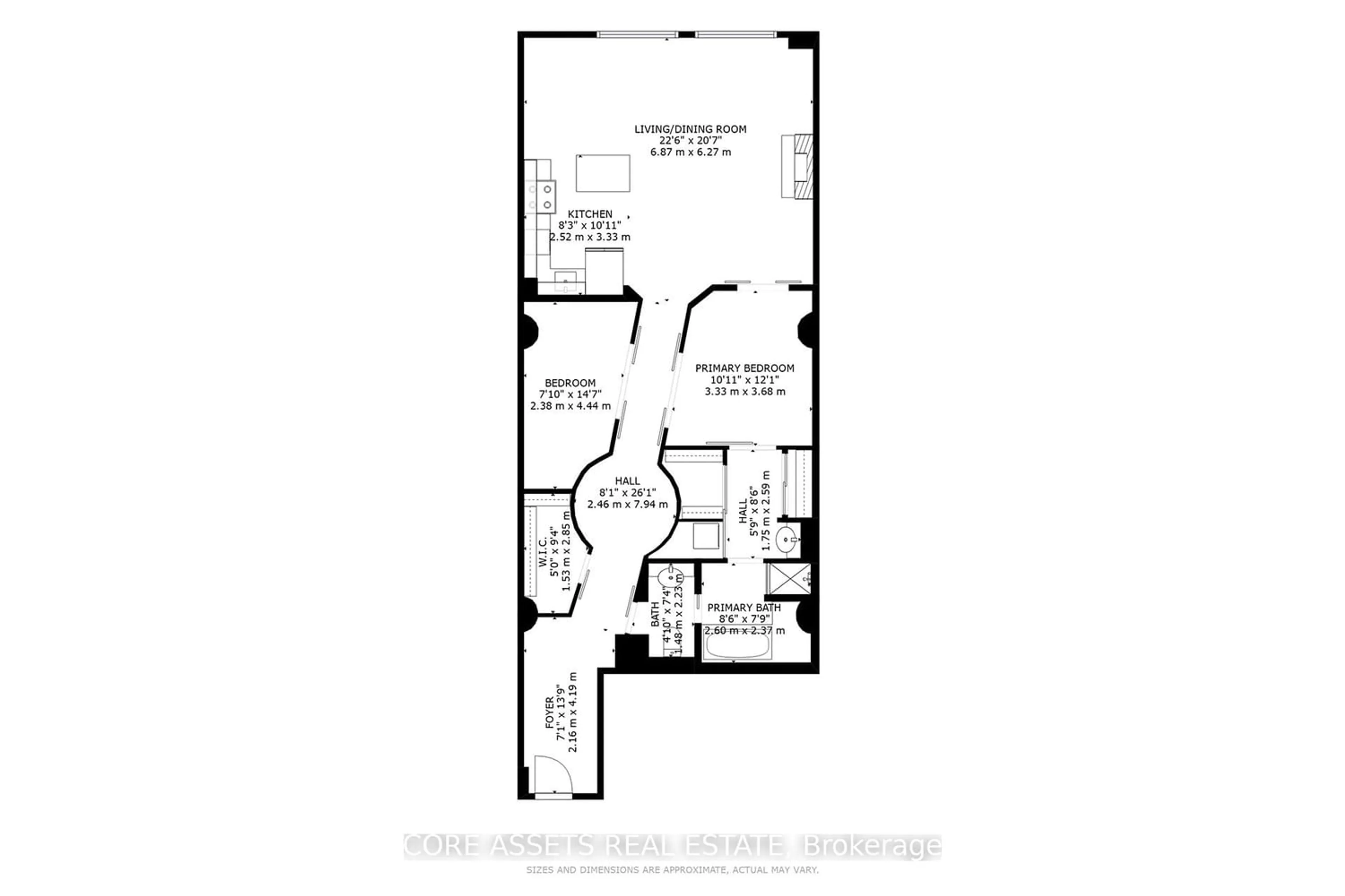 Floor plan for 155 Dalhousie St #739, Toronto Ontario M5B 2P7