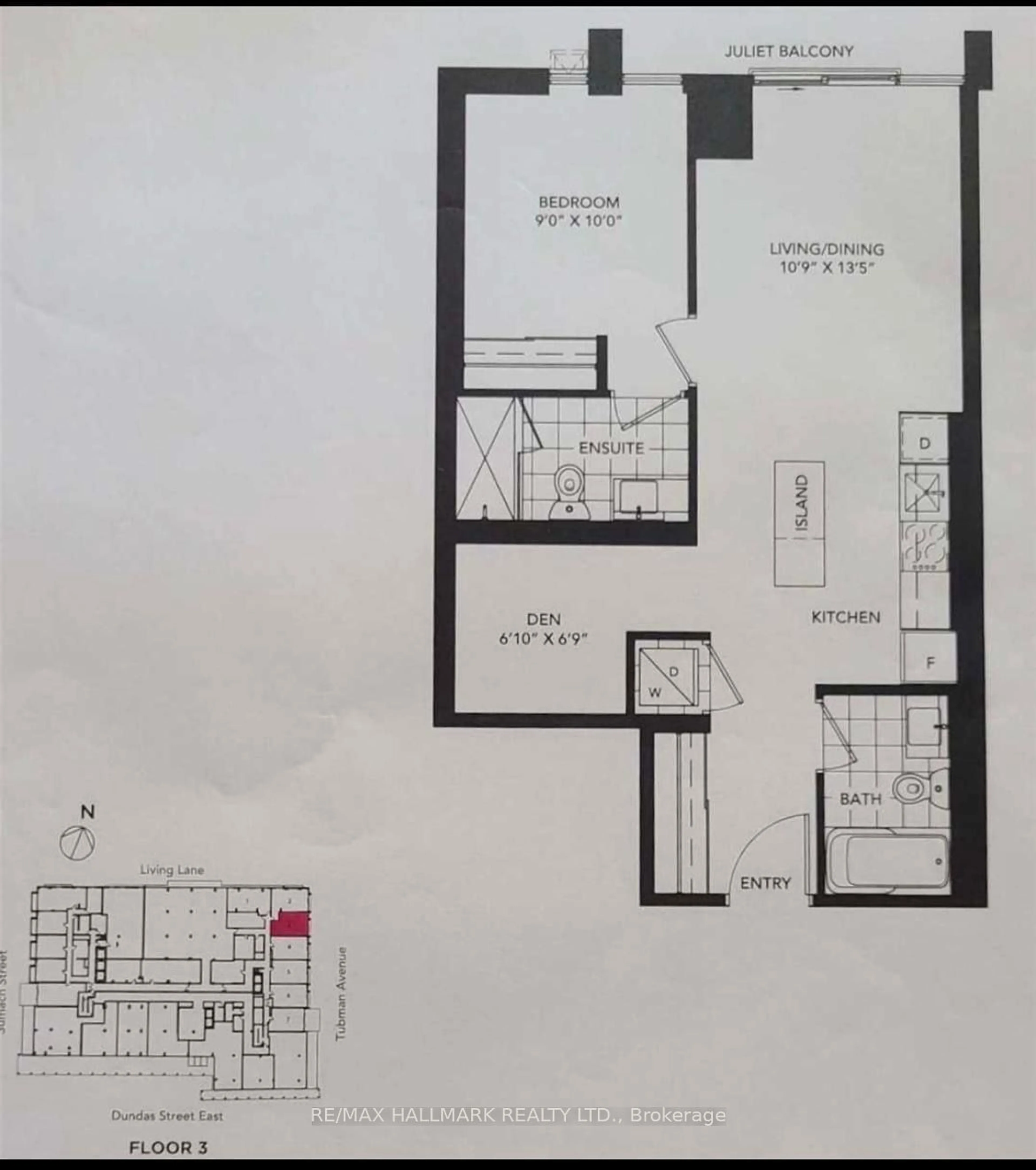 Floor plan for 34 Tubman Ave #303, Toronto Ontario M5A 0R2