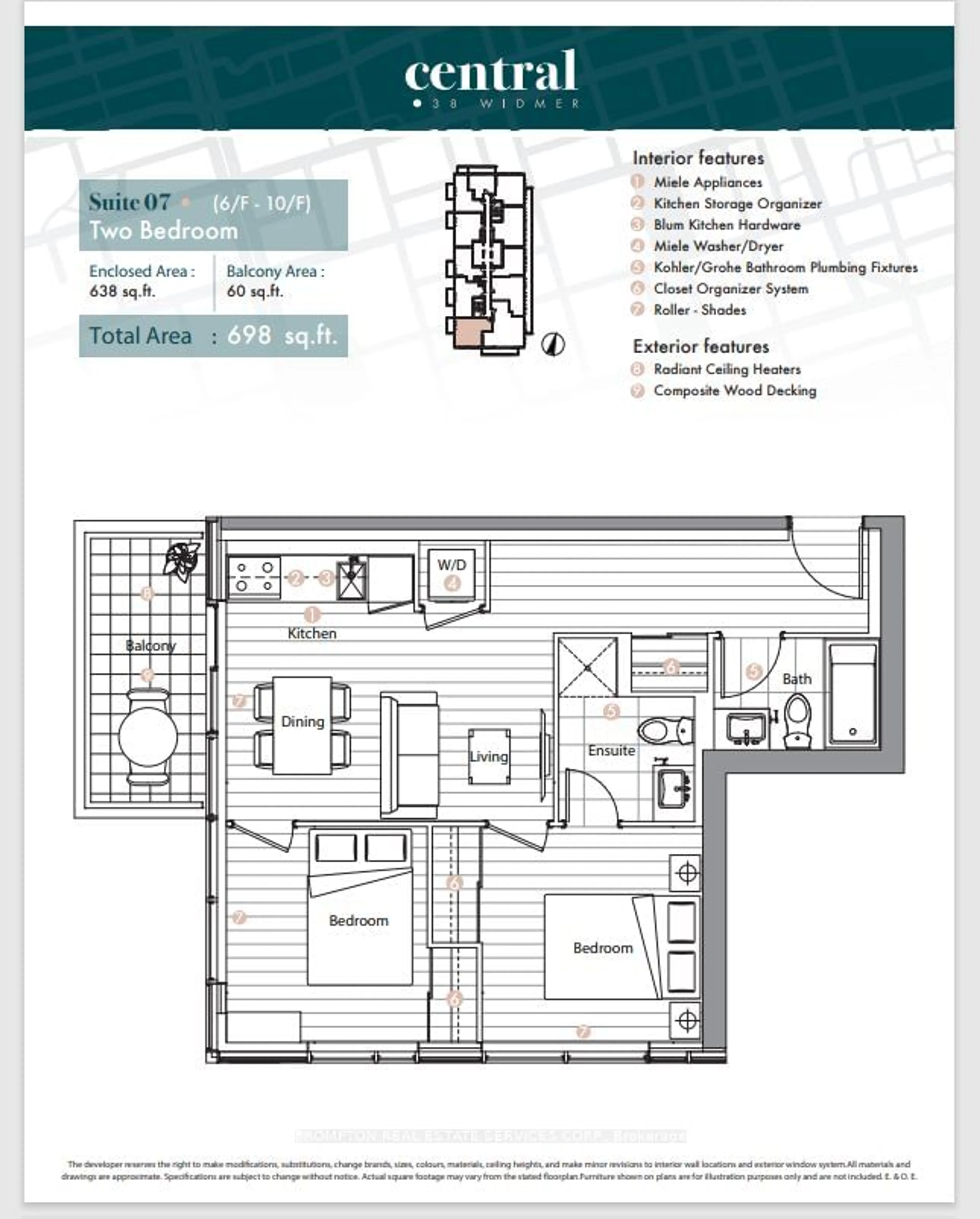 Floor plan for 38 Widmer St #607, Toronto Ontario M5V 0P7
