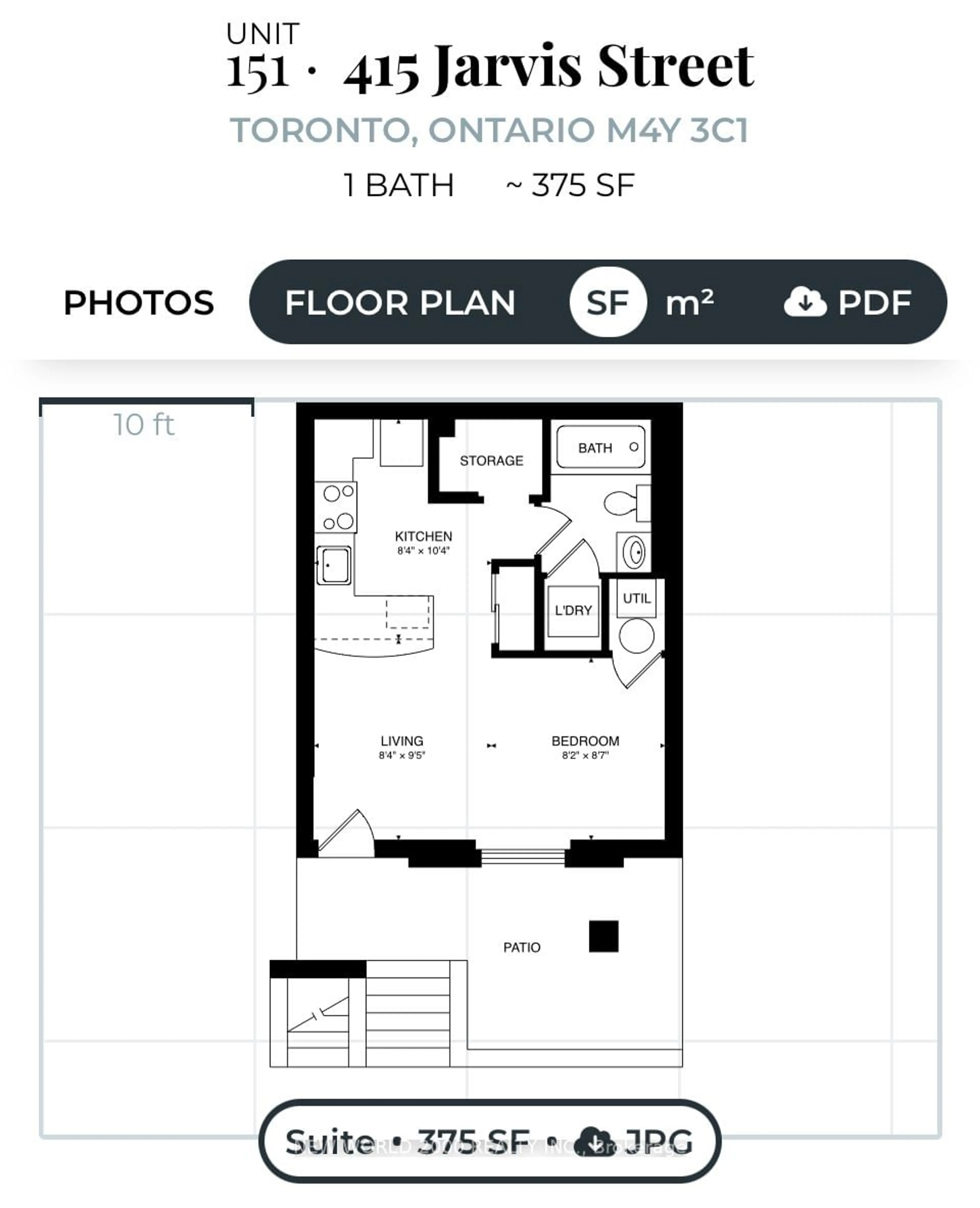 Floor plan for 415 Jarvis St #151, Toronto Ontario M4Y 3C1