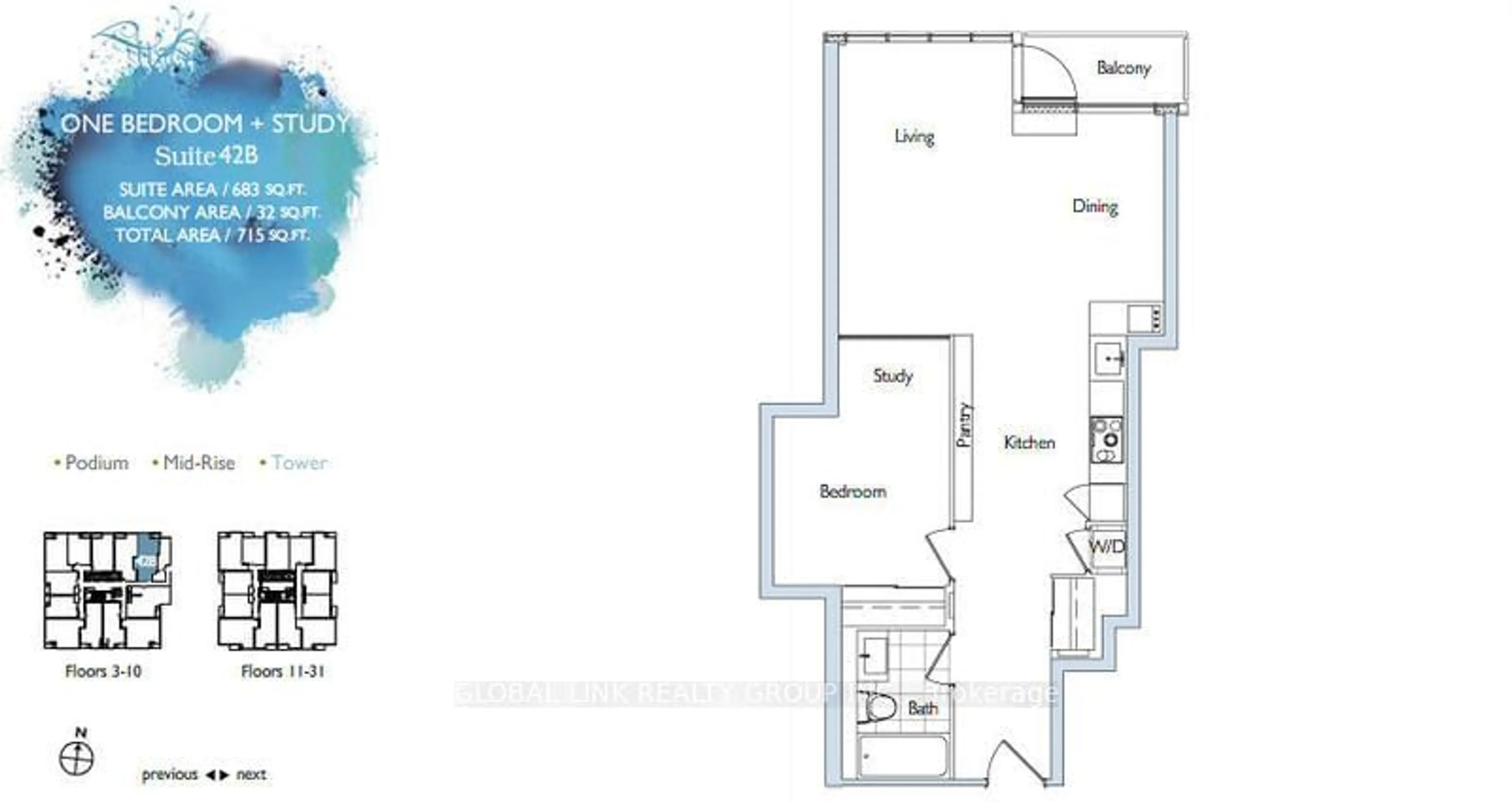Floor plan for 15 Iceboat Terr #342B, Toronto Ontario M5V 4A5