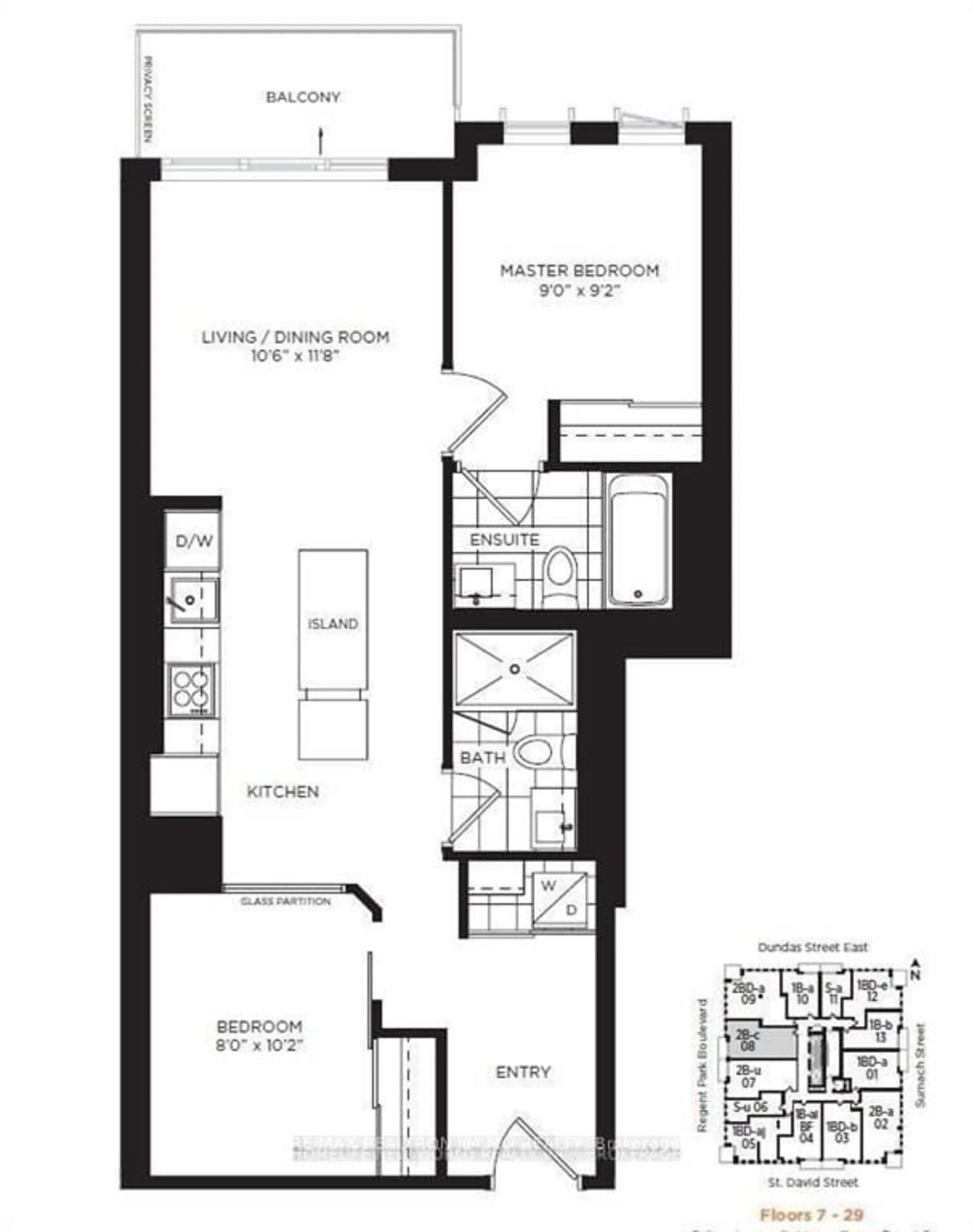 Floor plan for 55 Regent Park Blvd #708, Toronto Ontario M5A 0C2