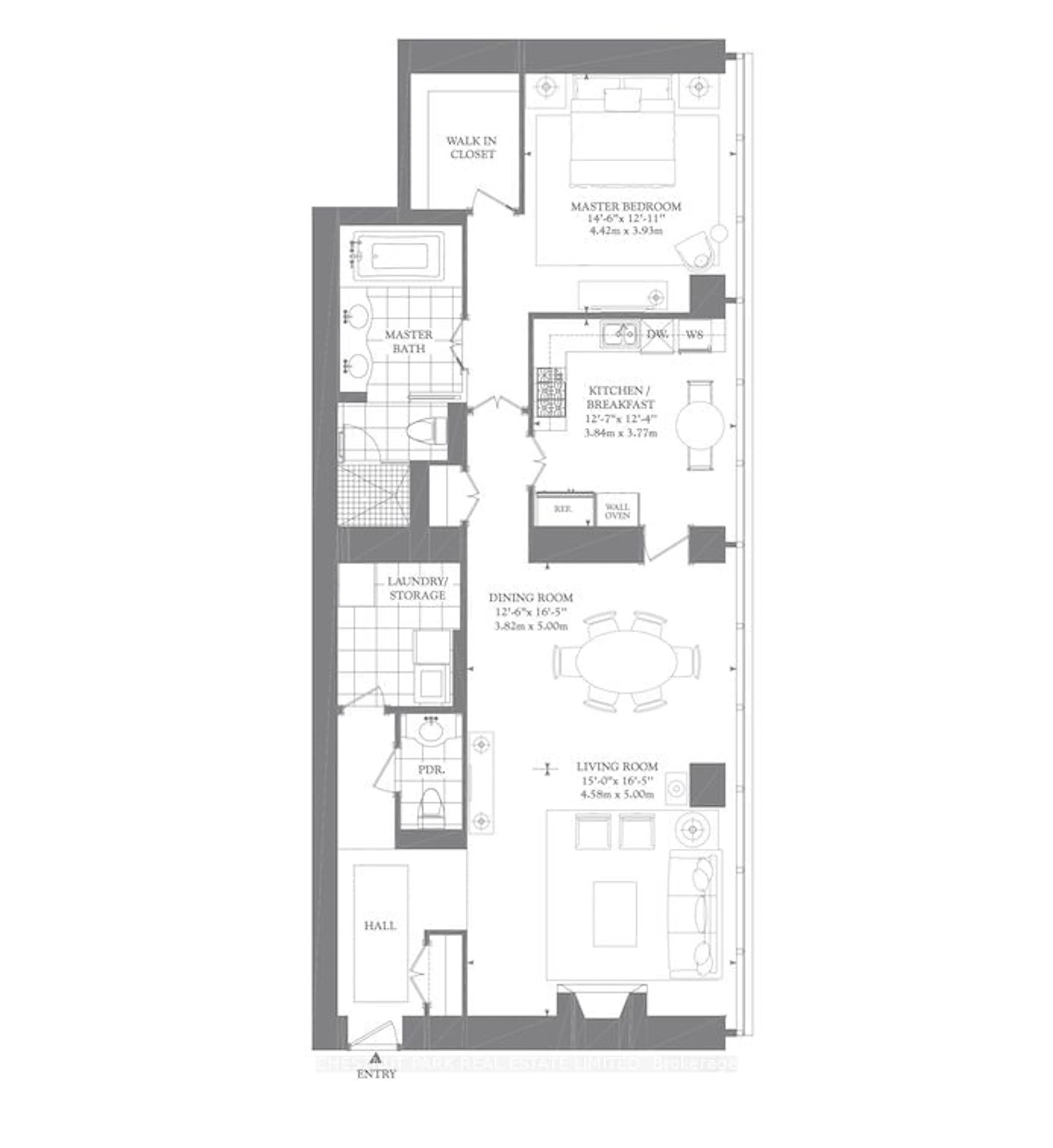 Floor plan for 183 Wellington St #3602, Toronto Ontario M5V 0A2