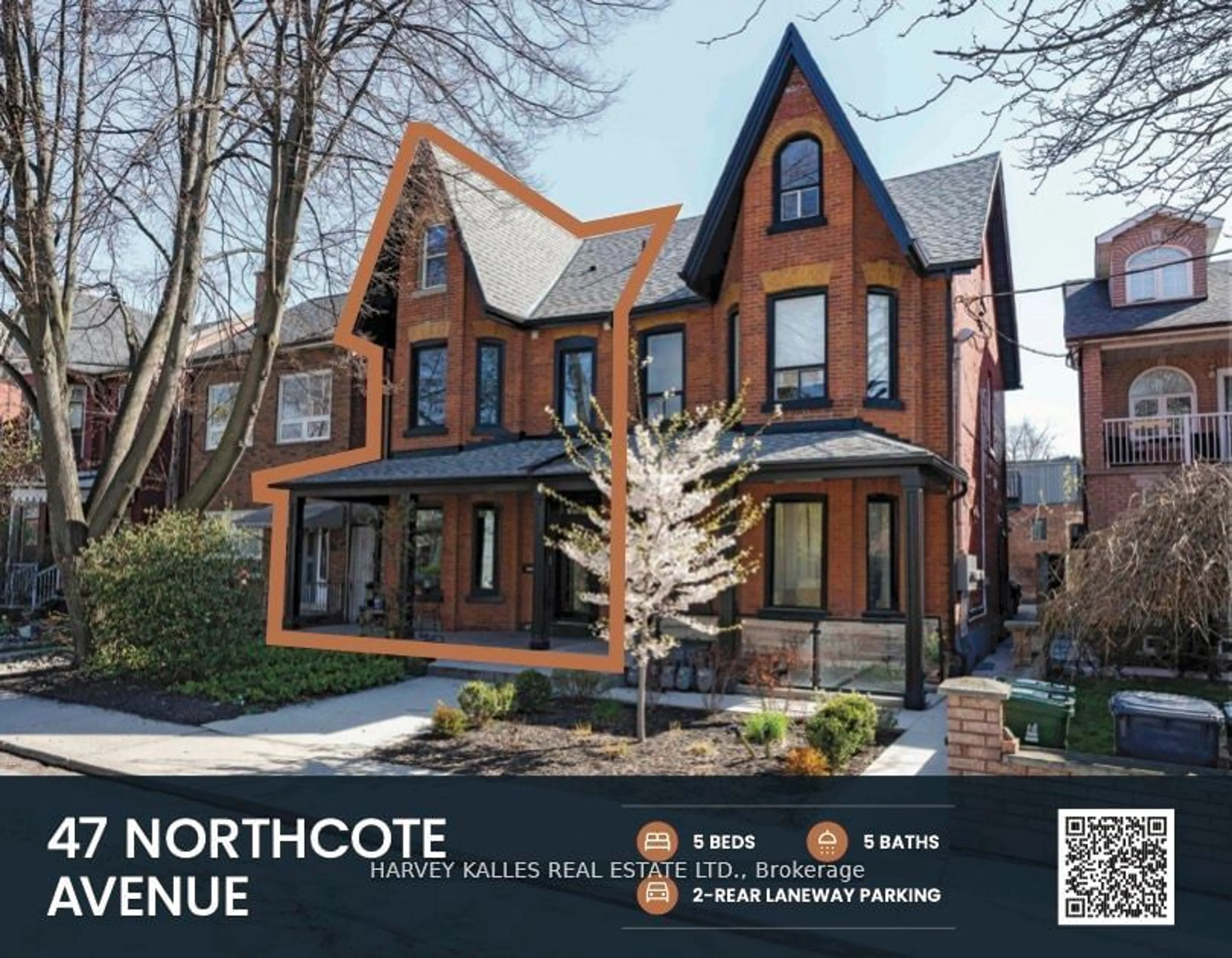 Home with brick exterior material for 47 Northcote Ave, Toronto Ontario M6J 3K2