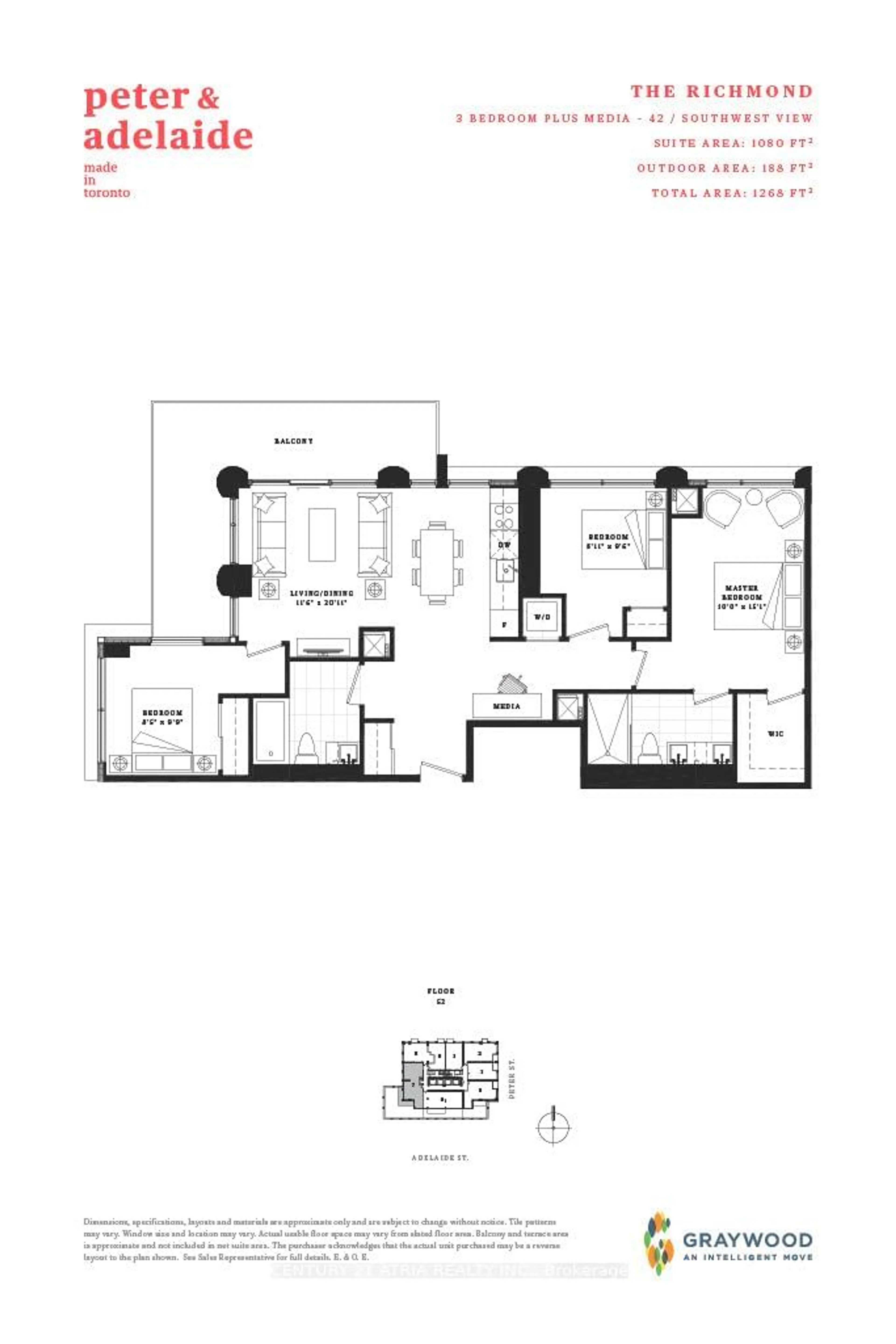 Floor plan for 108 Peter St #5207, Toronto Ontario M5V 0W2