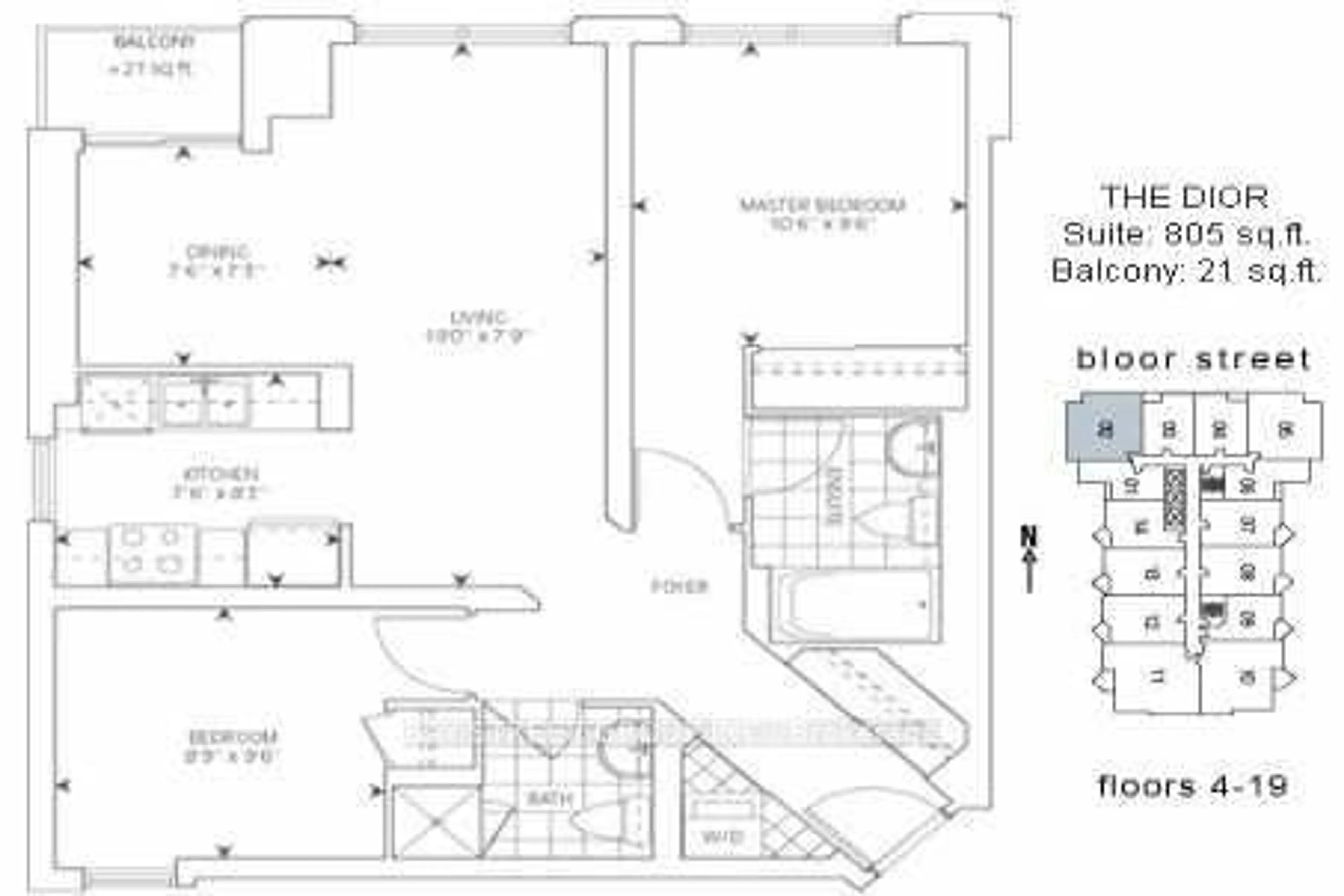 Floor plan for 85 Bloor St #1902, Toronto Ontario M4W 3Y1