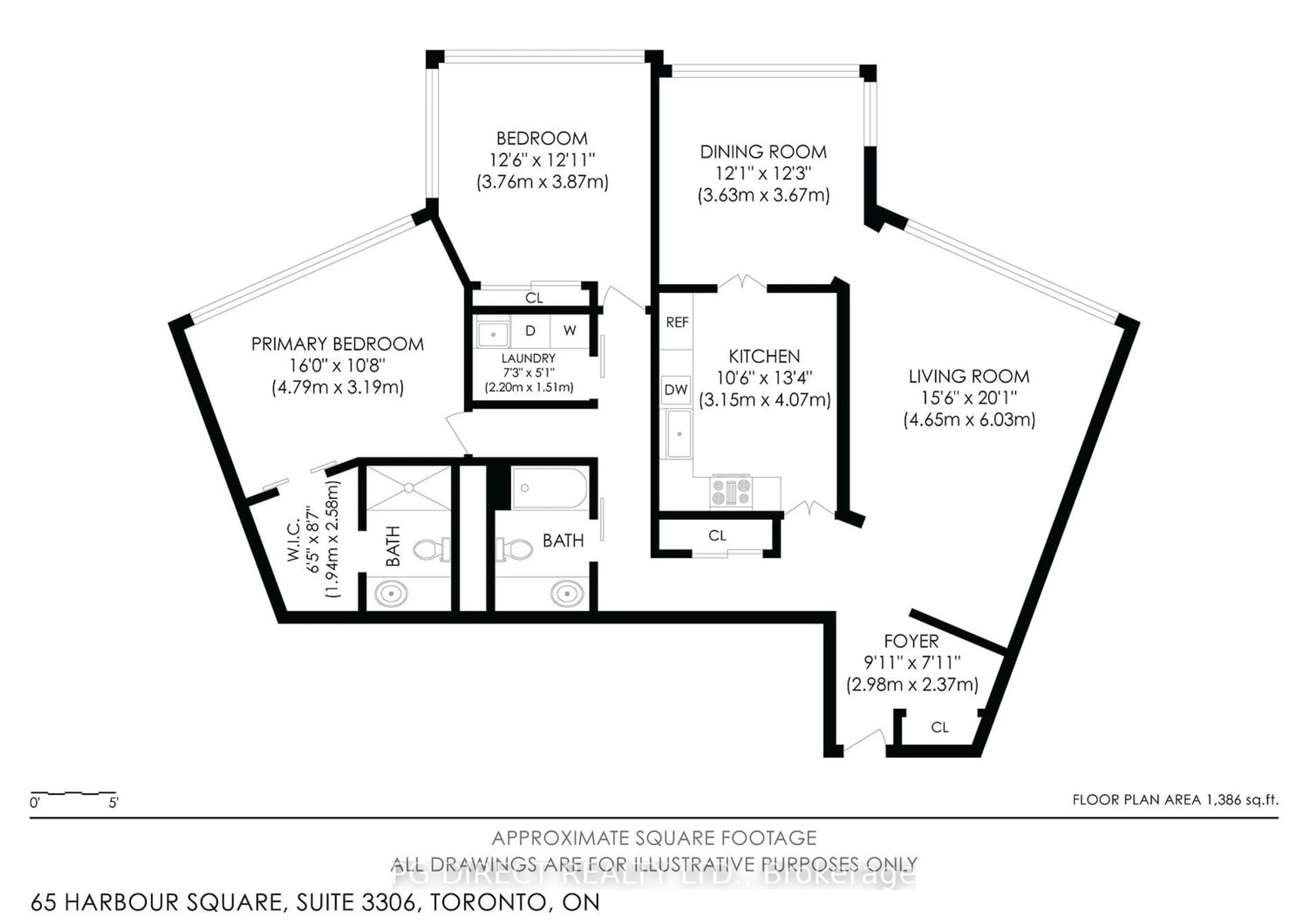 Floor plan for 65 Harbour Sq #3306, Toronto Ontario M5J 2L4