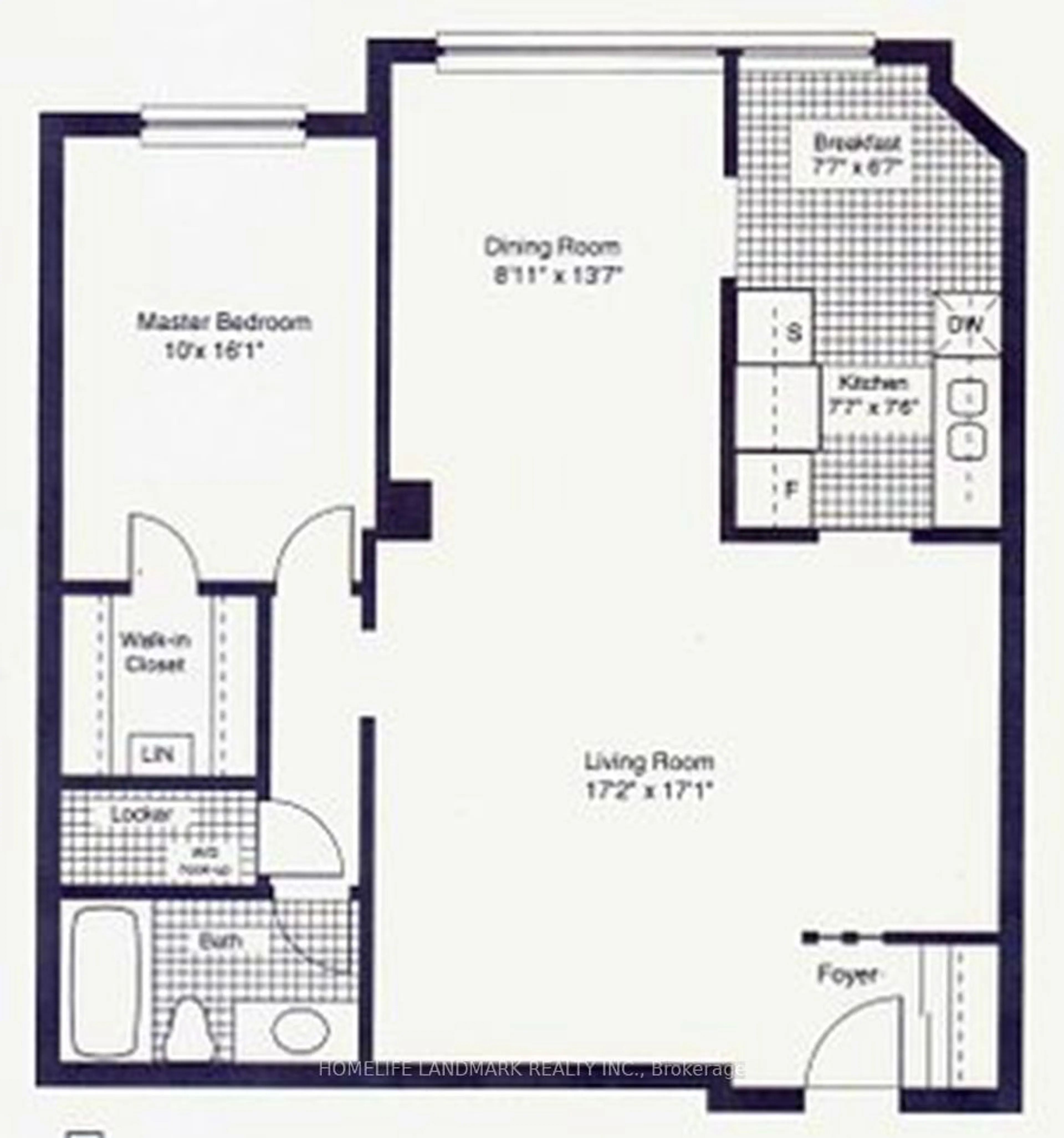Floor plan for 633 Bay St #1110, Toronto Ontario M5G 2G4