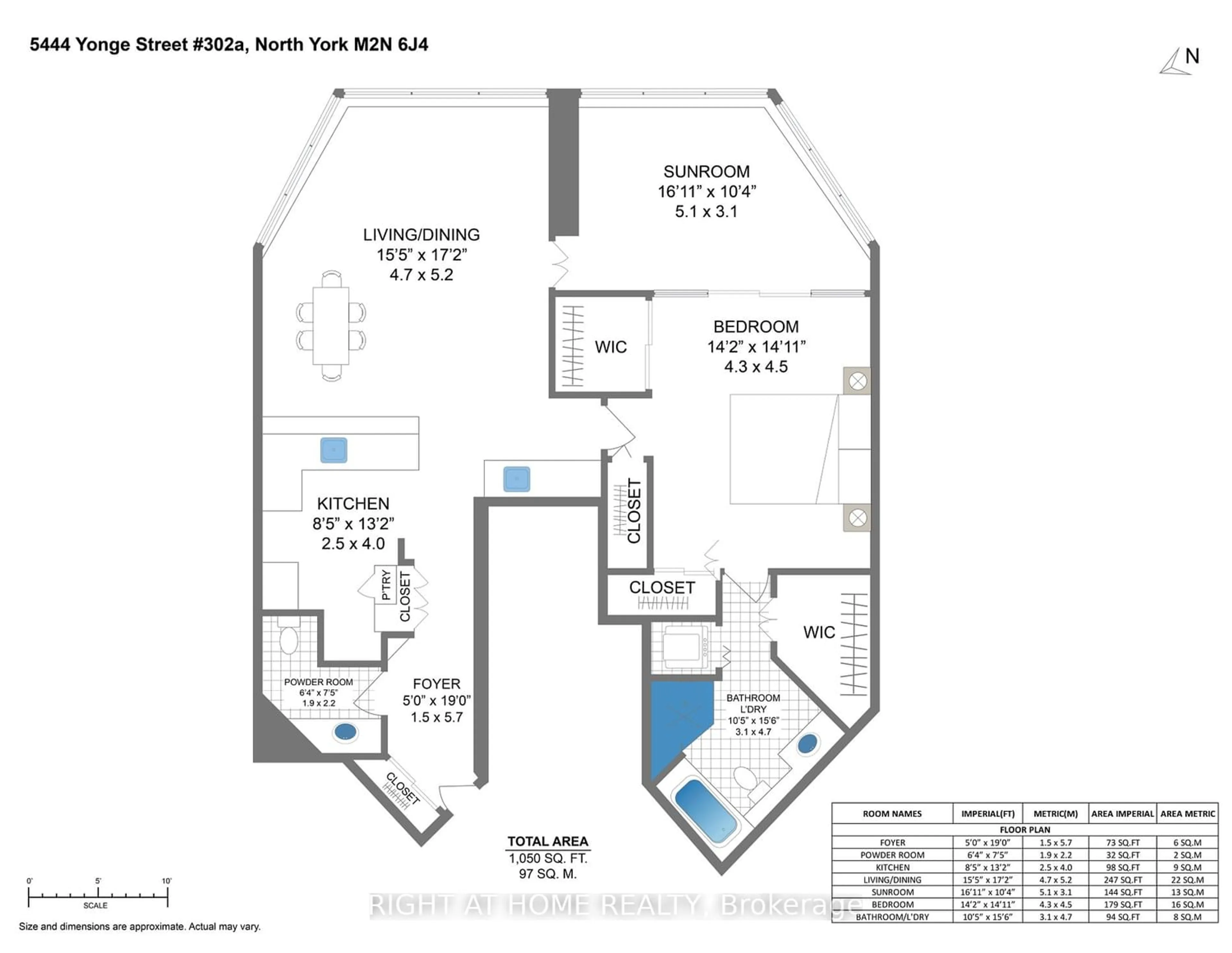 Floor plan for 5444 Yonge St #302A, Toronto Ontario M2N 6J4