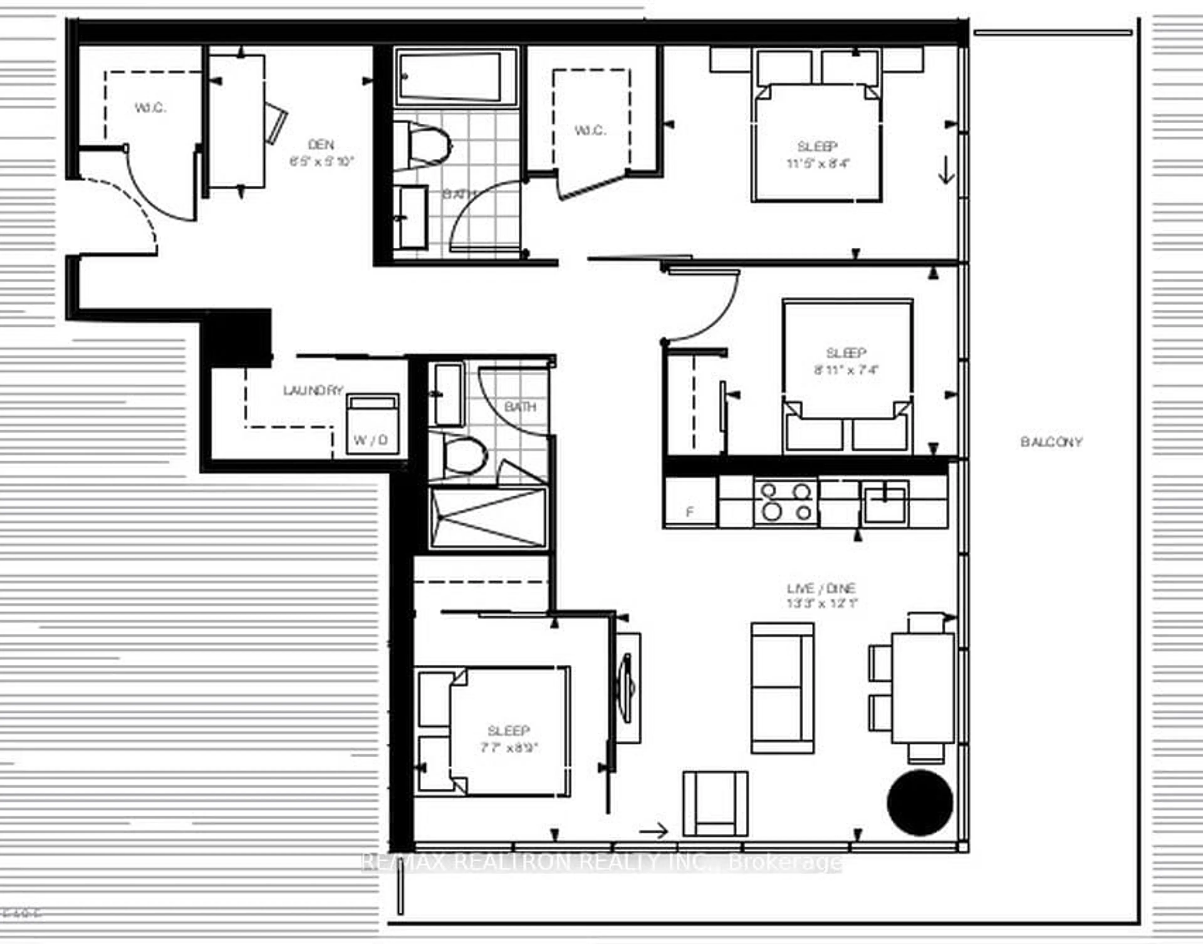 Floor plan for 57 St Joseph St #1008, Toronto Ontario M5C 0C5