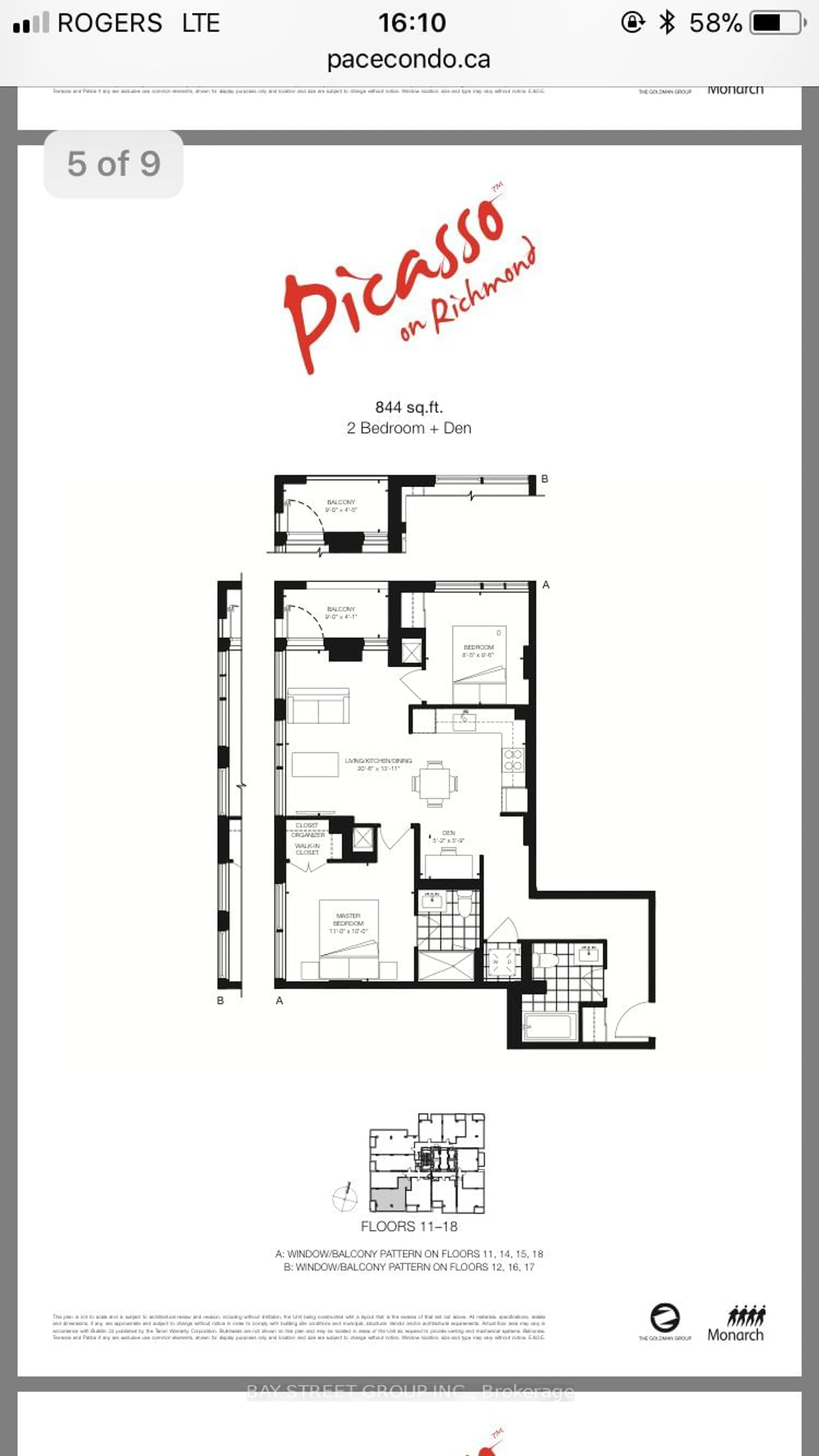 Floor plan for 318 Richmond St #1809, Toronto Ontario M5V 1X2