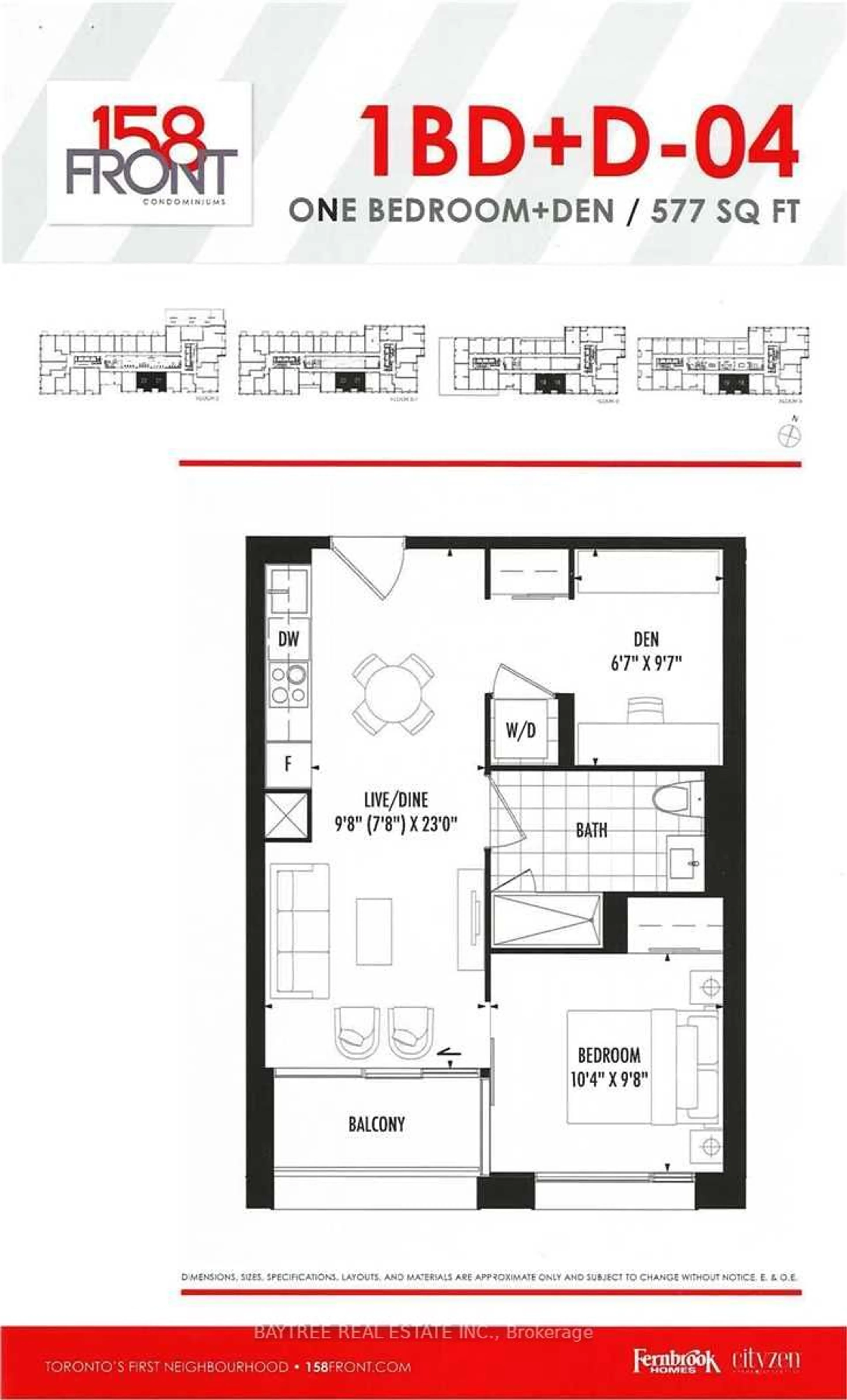Floor plan for 158 Front St #521, Toronto Ontario M5J 2L6