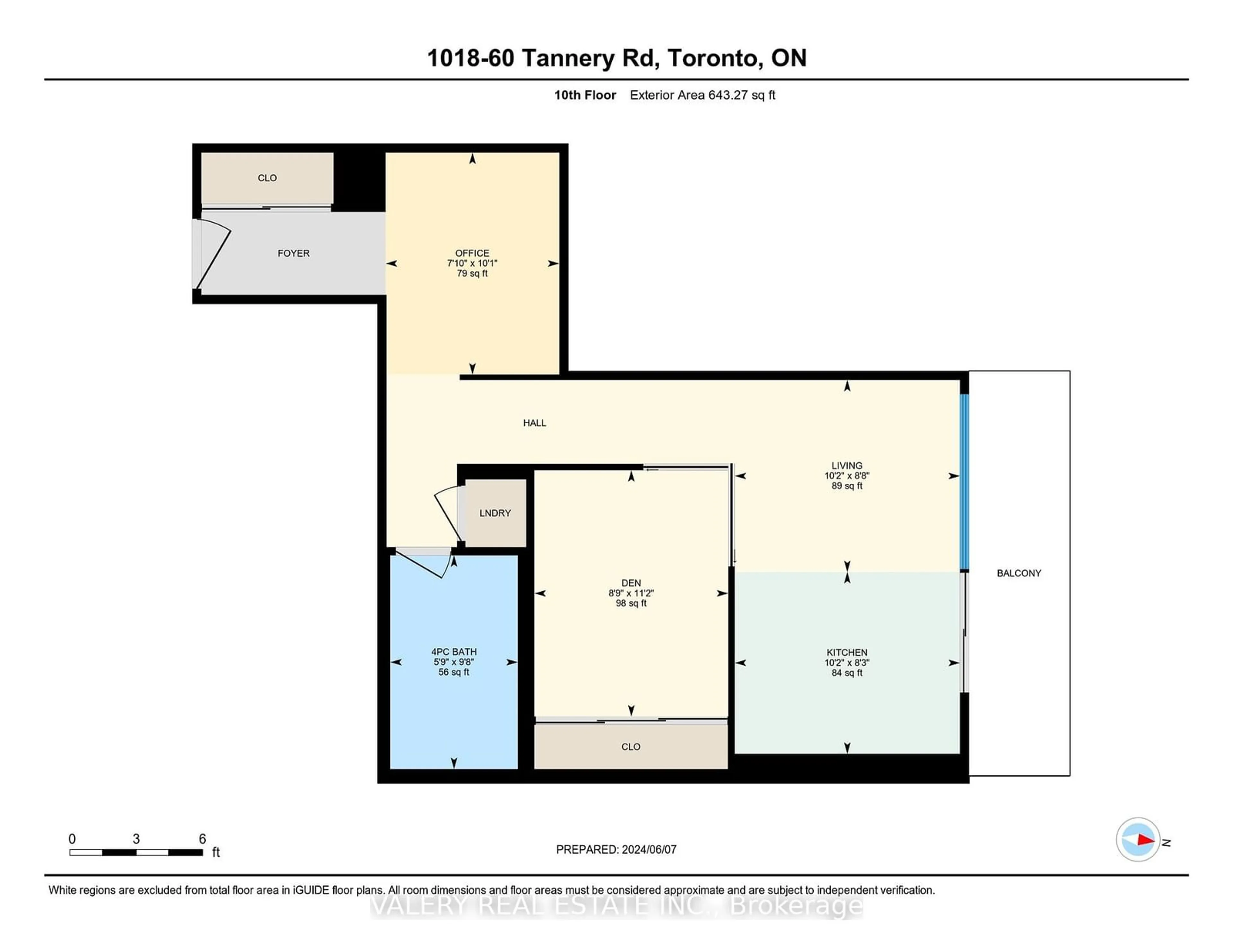 Floor plan for 60 Tannery Rd #1018, Toronto Ontario M5A 0S8