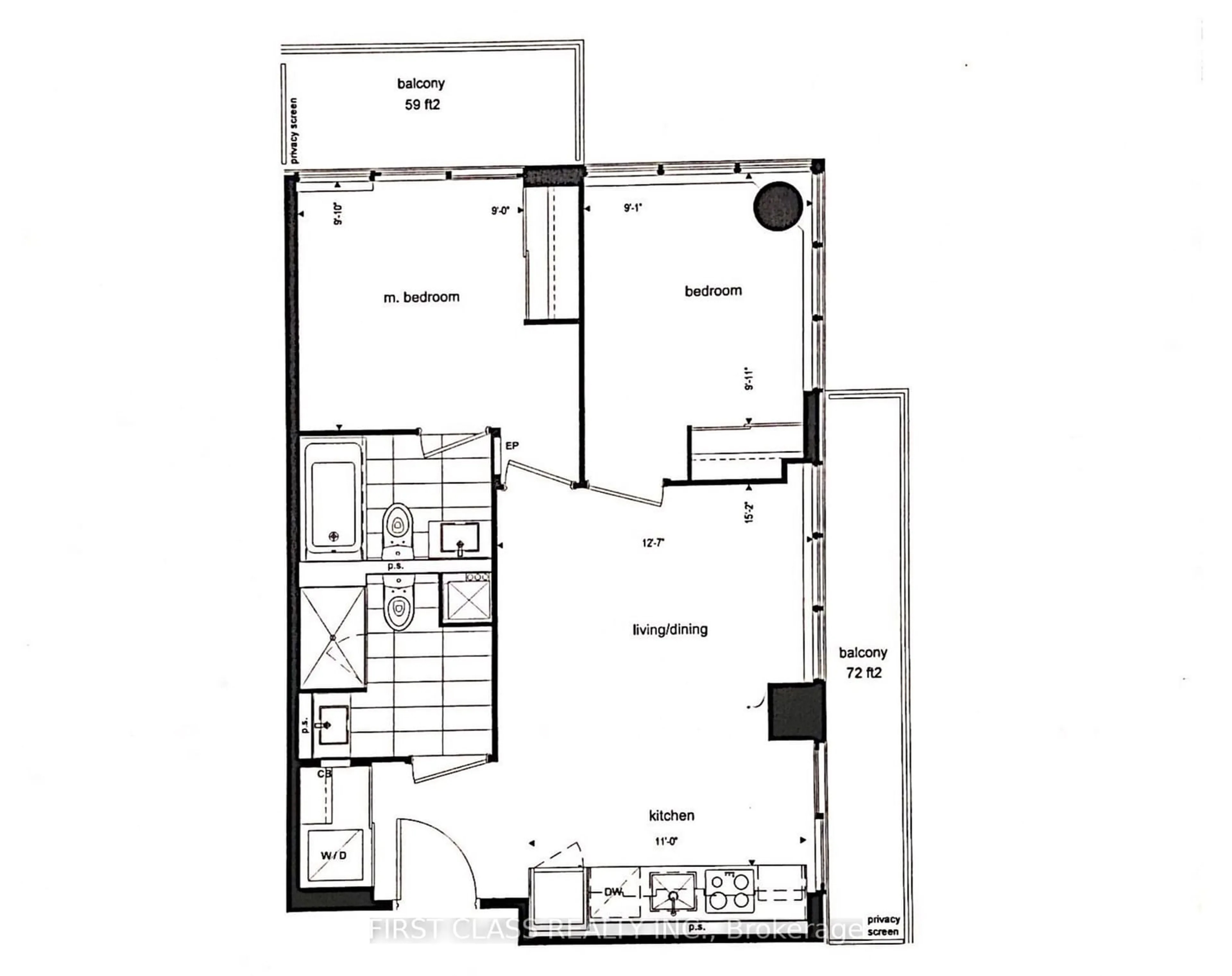 Floor plan for 99 Broadway Ave #2803, Toronto Ontario M4P 0E3