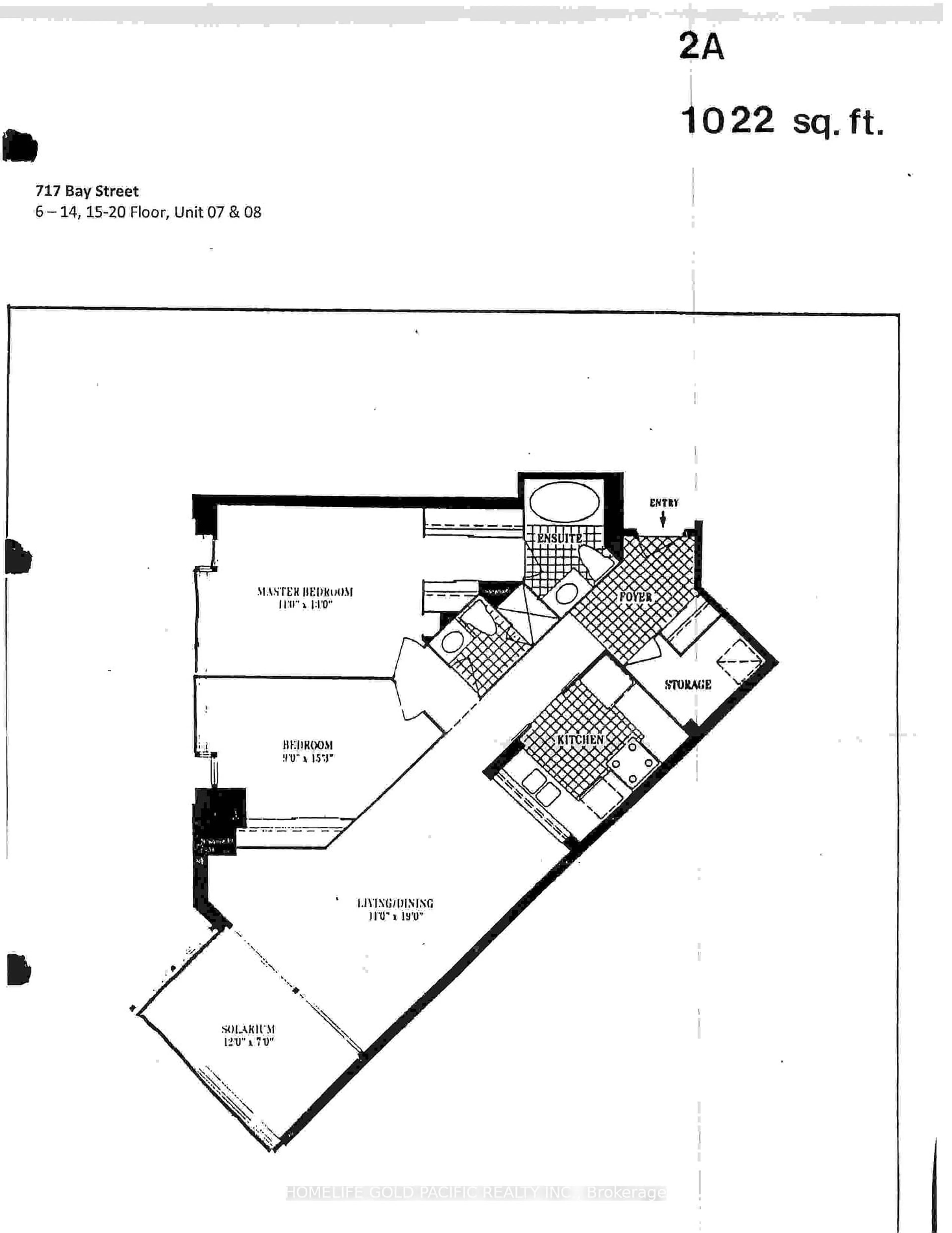 Floor plan for 711 Bay St #816, Toronto Ontario M5G 2J8
