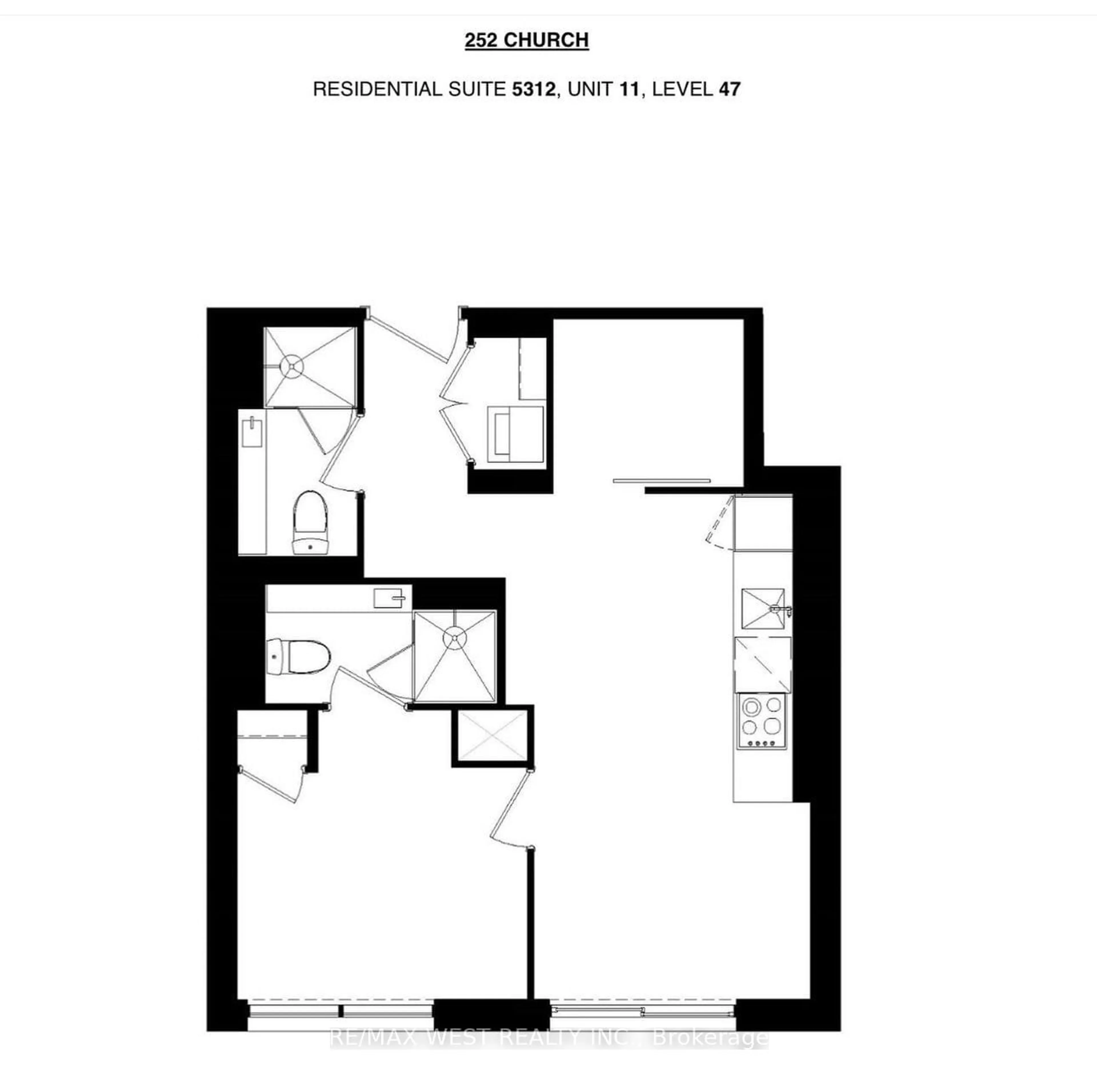 Floor plan for 252 Church St #5312, Toronto Ontario M5B 1Z2
