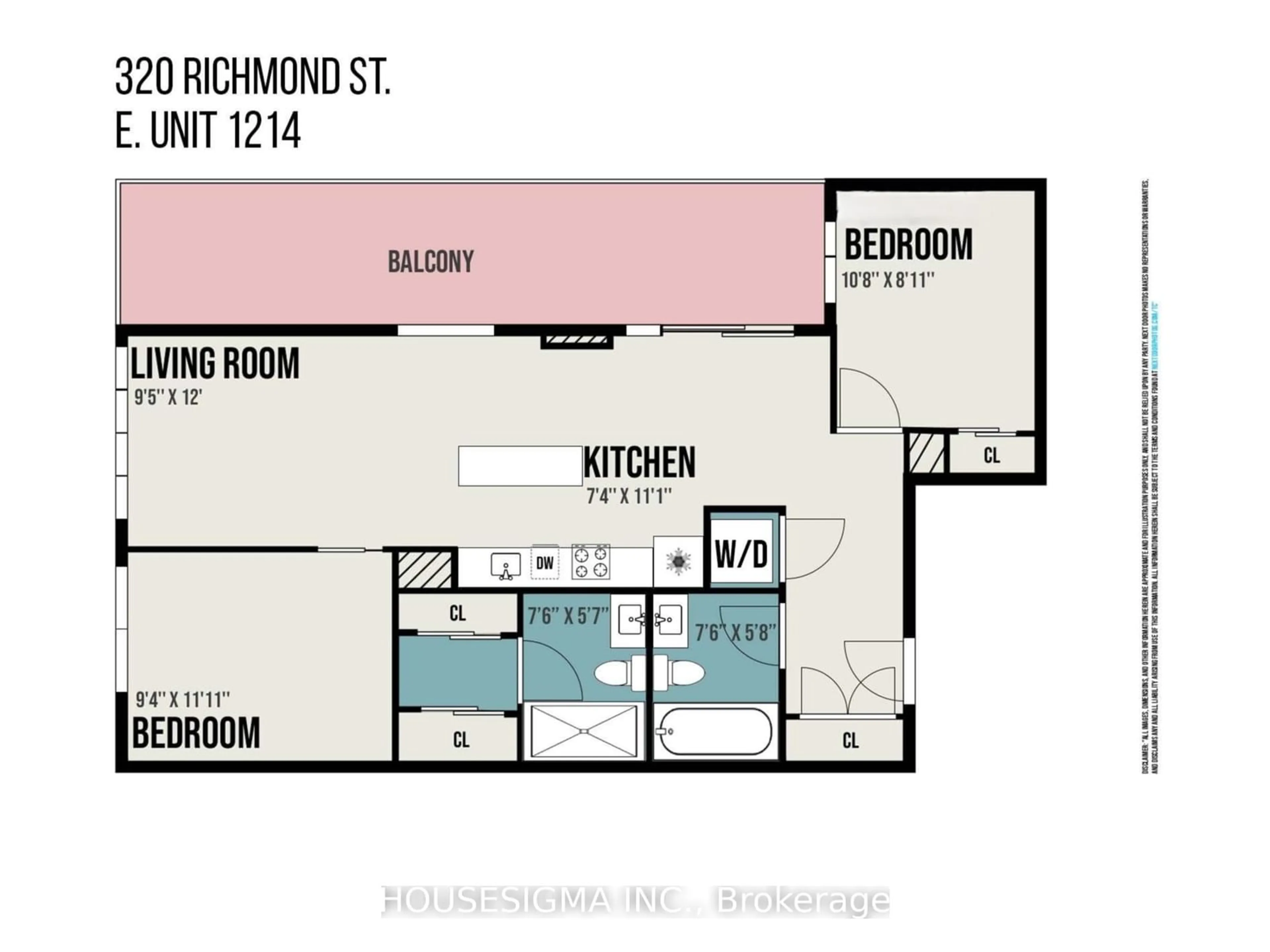 Floor plan for 320 Richmond St #1214, Toronto Ontario M5A 1P9