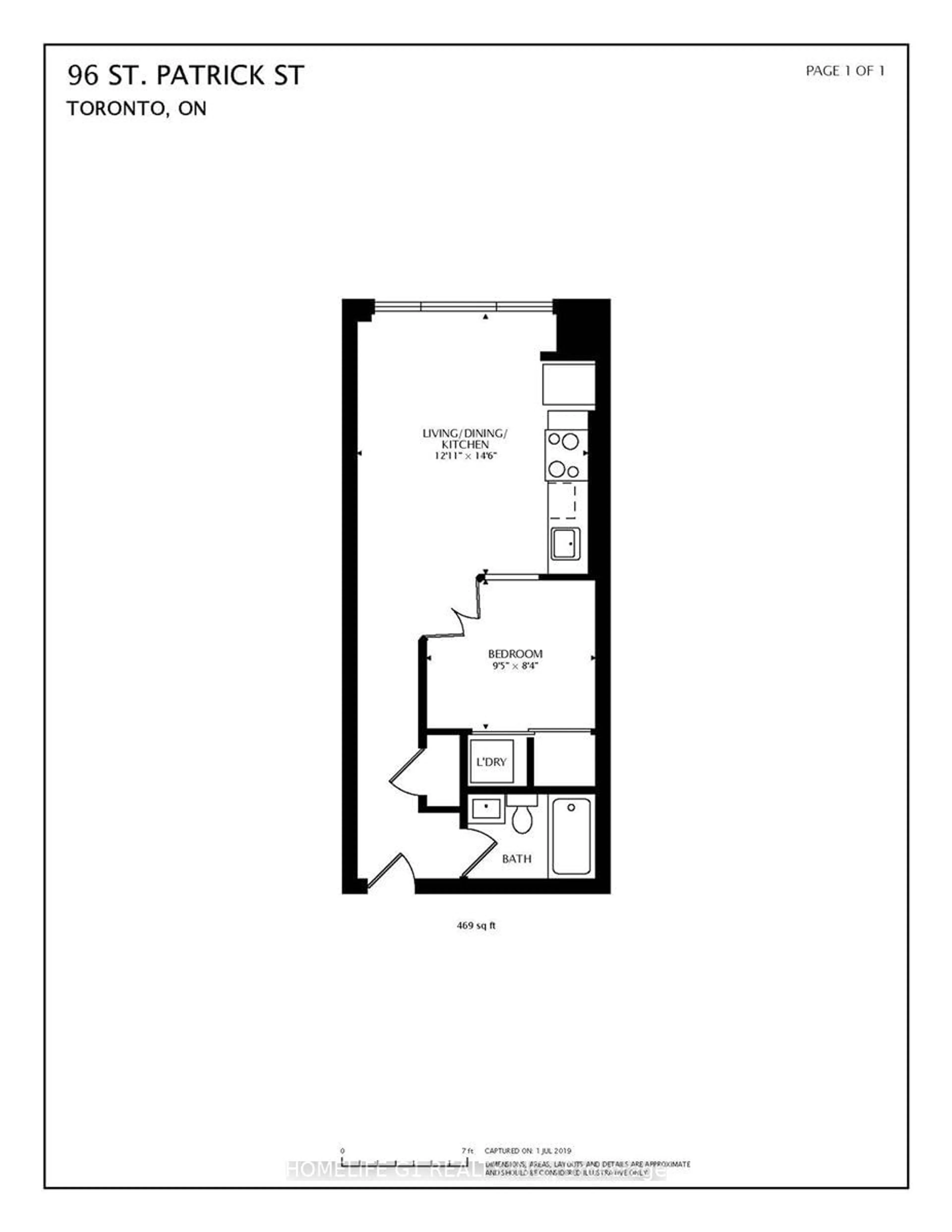 Floor plan for 96 St Patrick St #1014, Toronto Ontario M5T 1V2