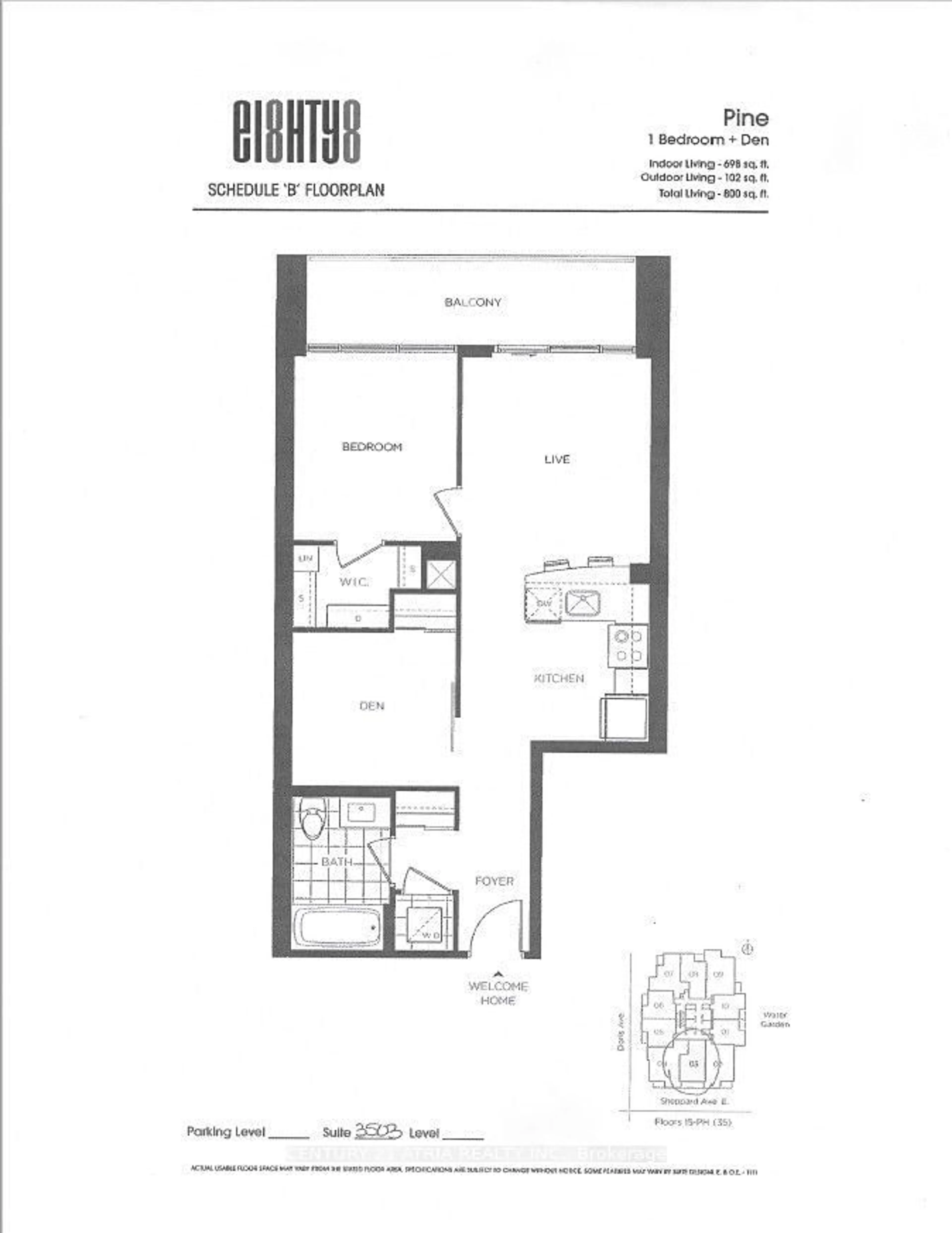 Floor plan for 88 Sheppard Ave #3003, Toronto Ontario M2N 0G9