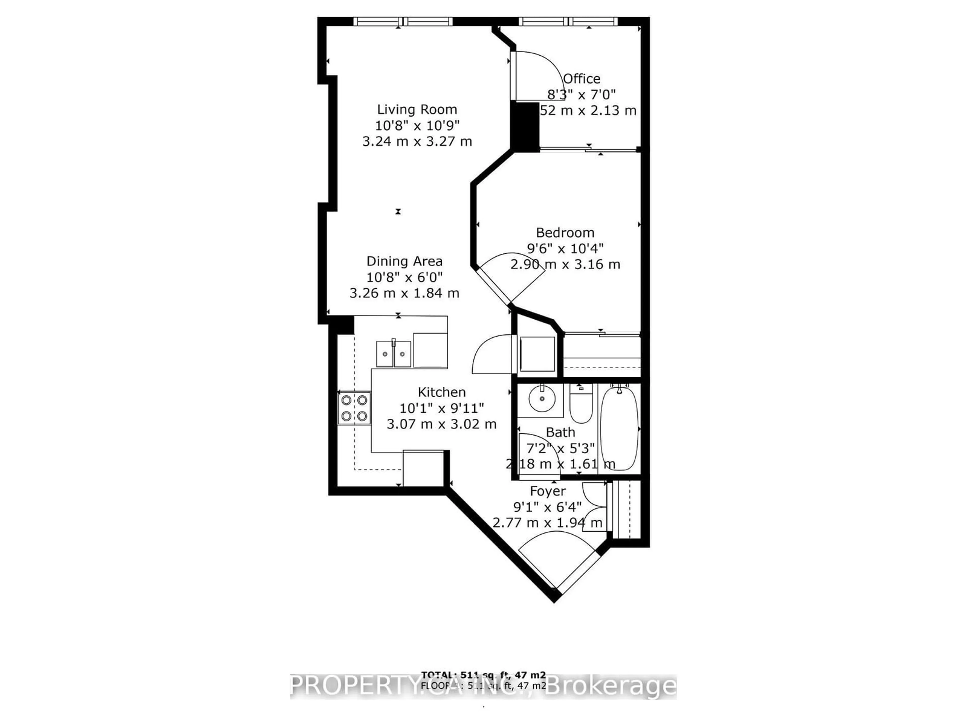 Floor plan for 55 Bloor St #203, Toronto Ontario M4W 3W6