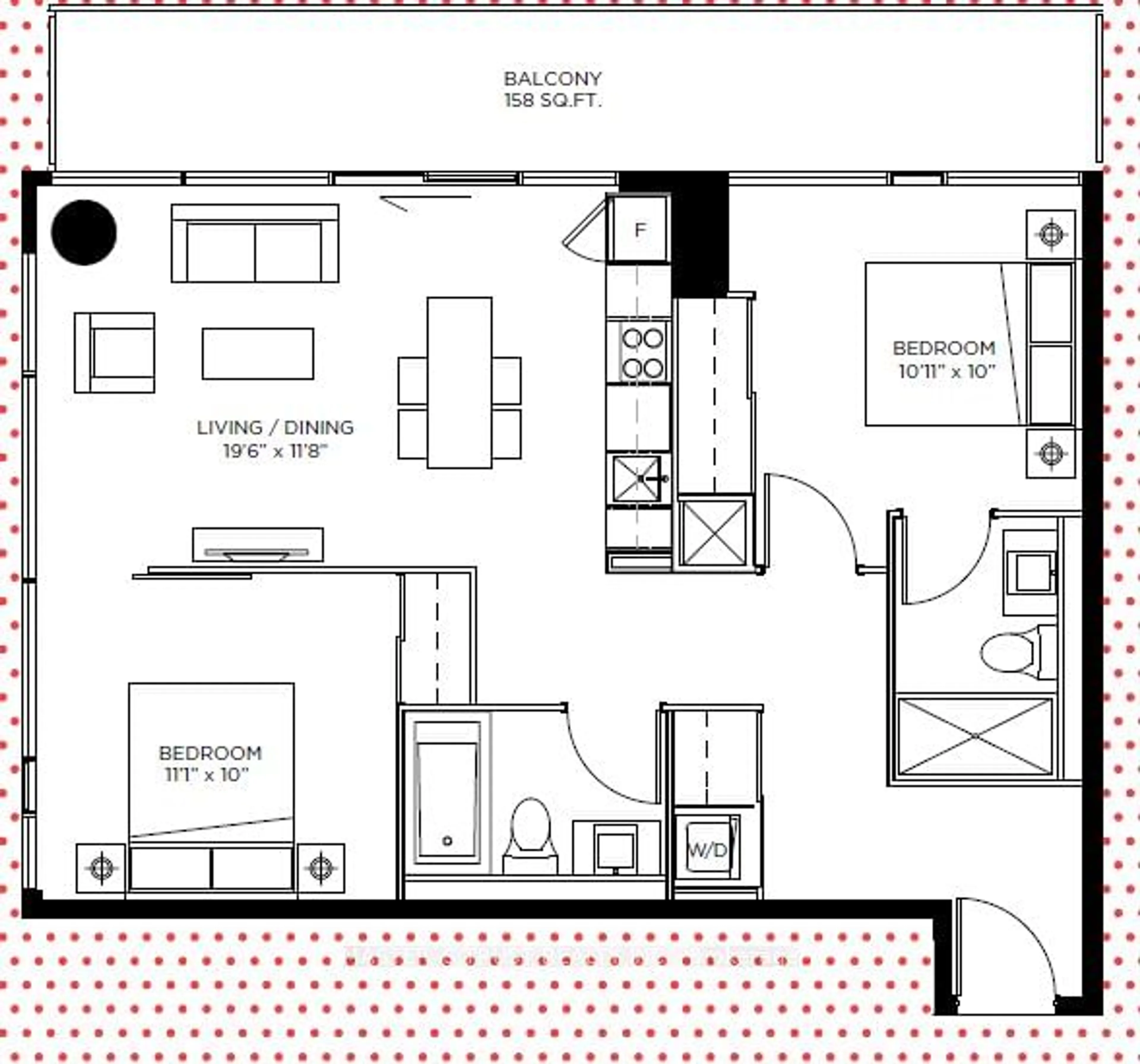 Floor plan for 101 Peter St #2511, Toronto Ontario M5V 0G6