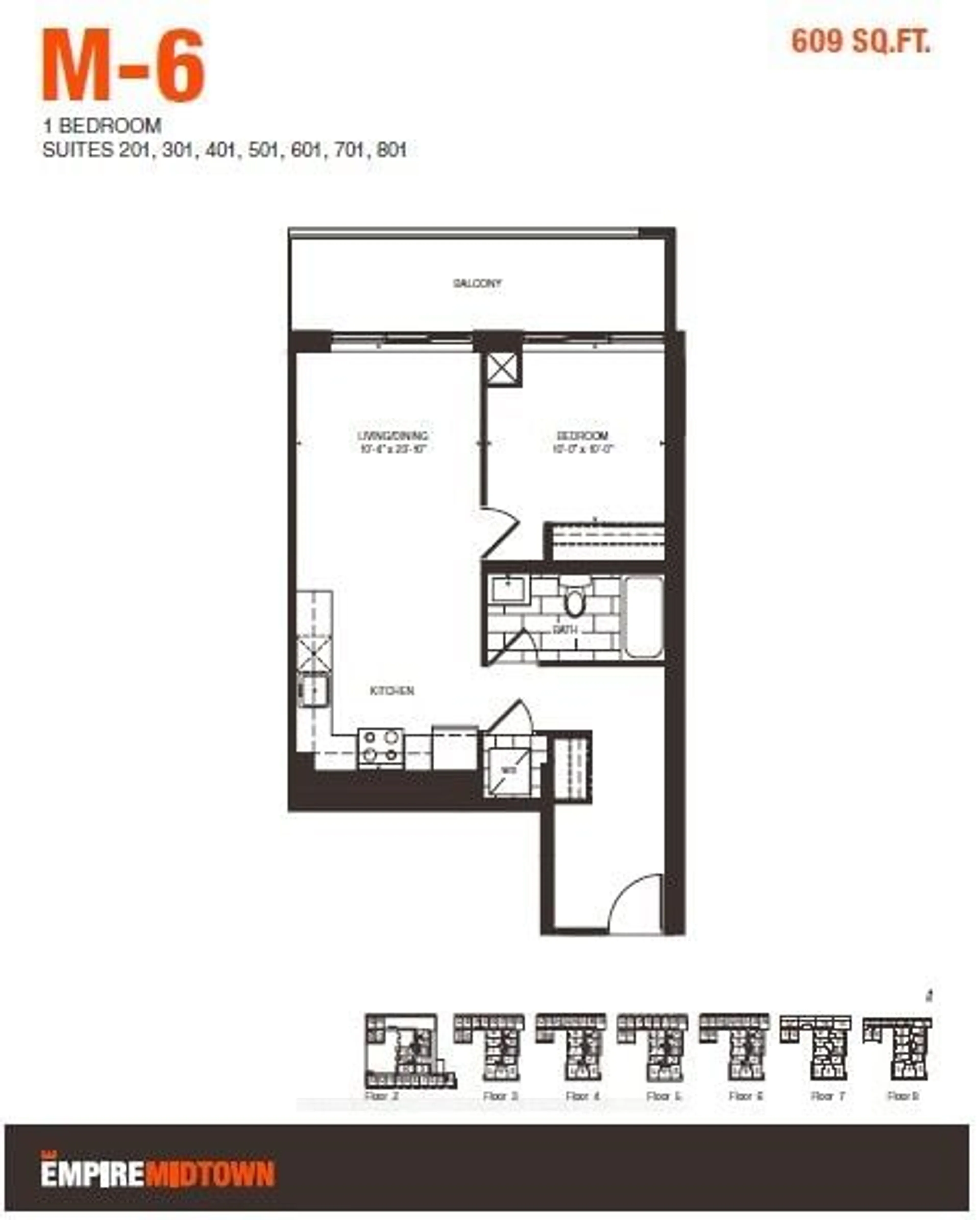 Floor plan for 1603 Eglinton Ave ##601, Toronto Ontario M6E 0A1