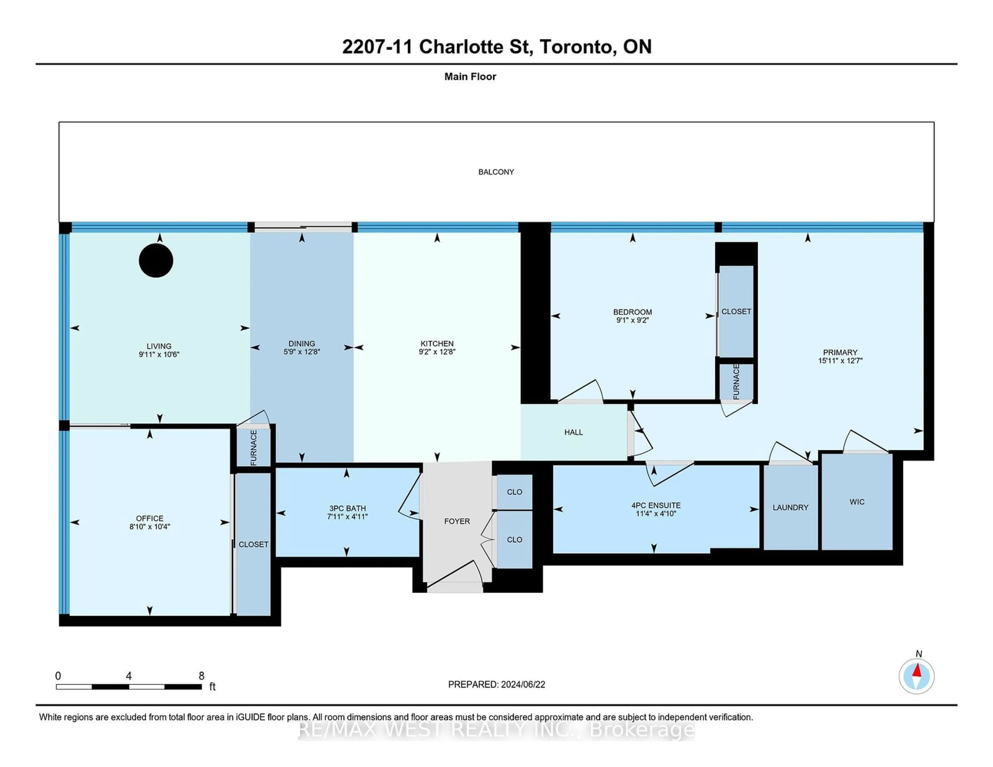 Floor plan for 11 Charlotte St #2207, Toronto Ontario M5V 0M6