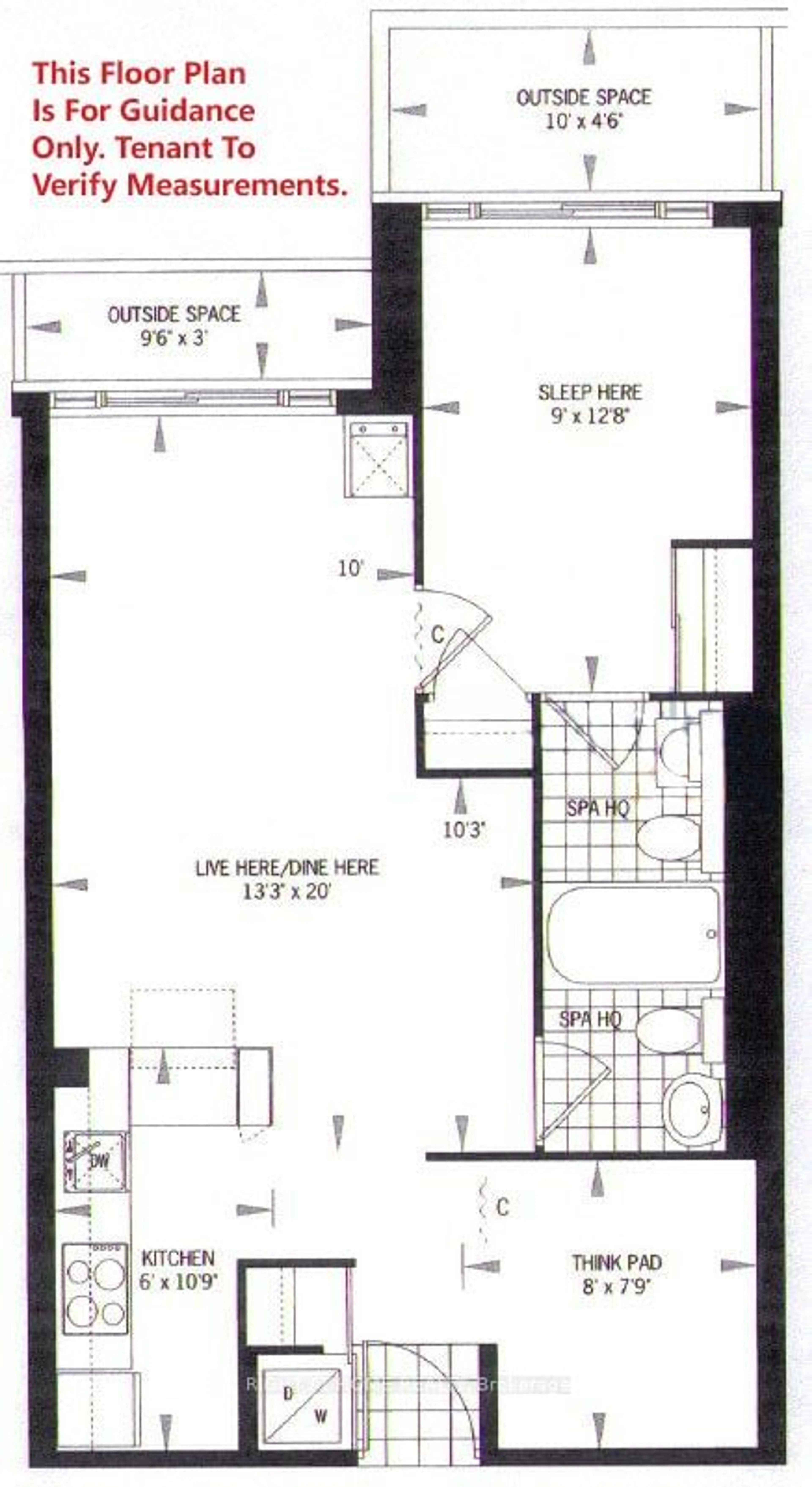 Floor plan for 111 Elizabeth St #1038, Toronto Ontario M5G 1P7