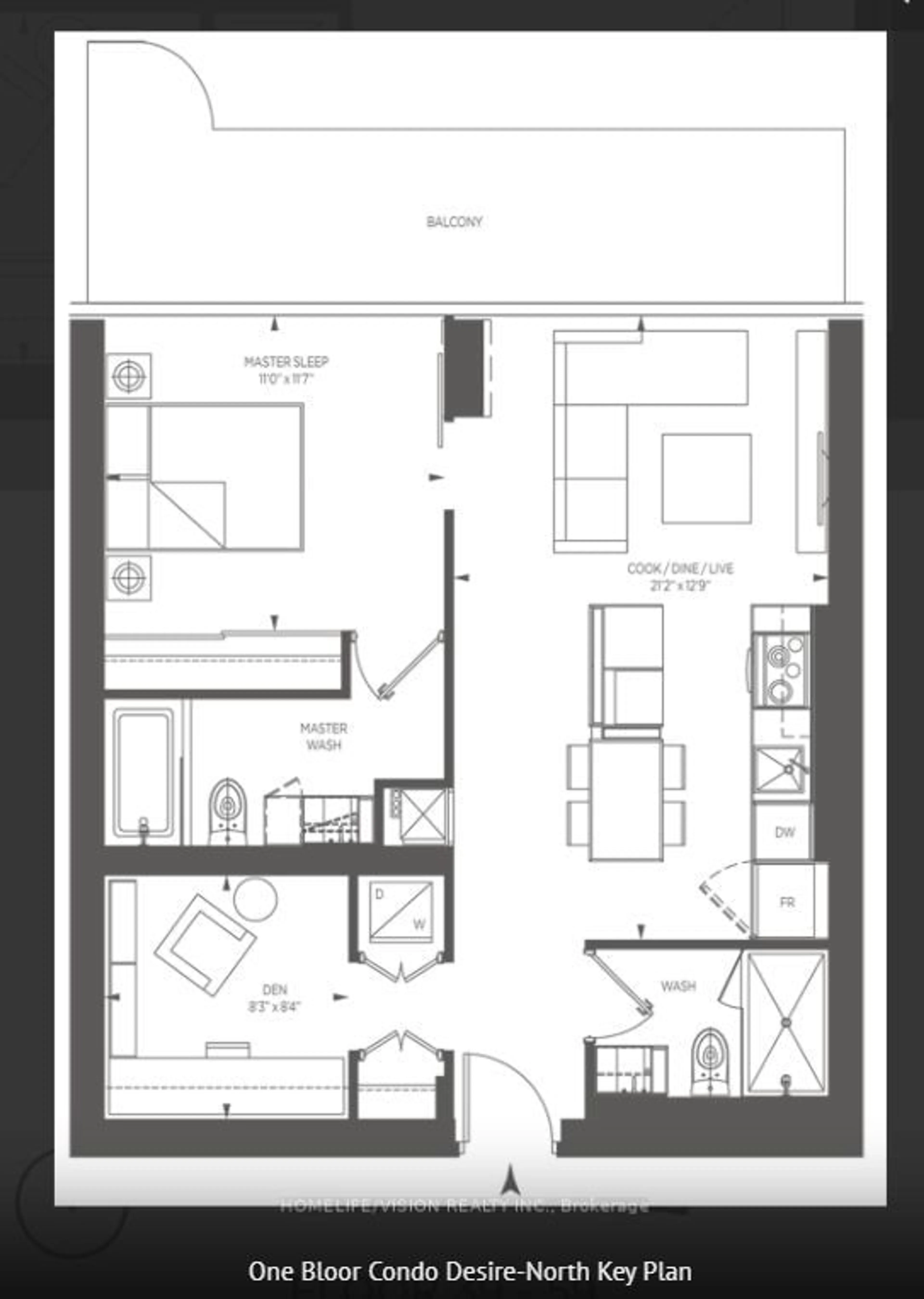 Floor plan for 1 Bloor St #5410, Toronto Ontario M4W 0A8
