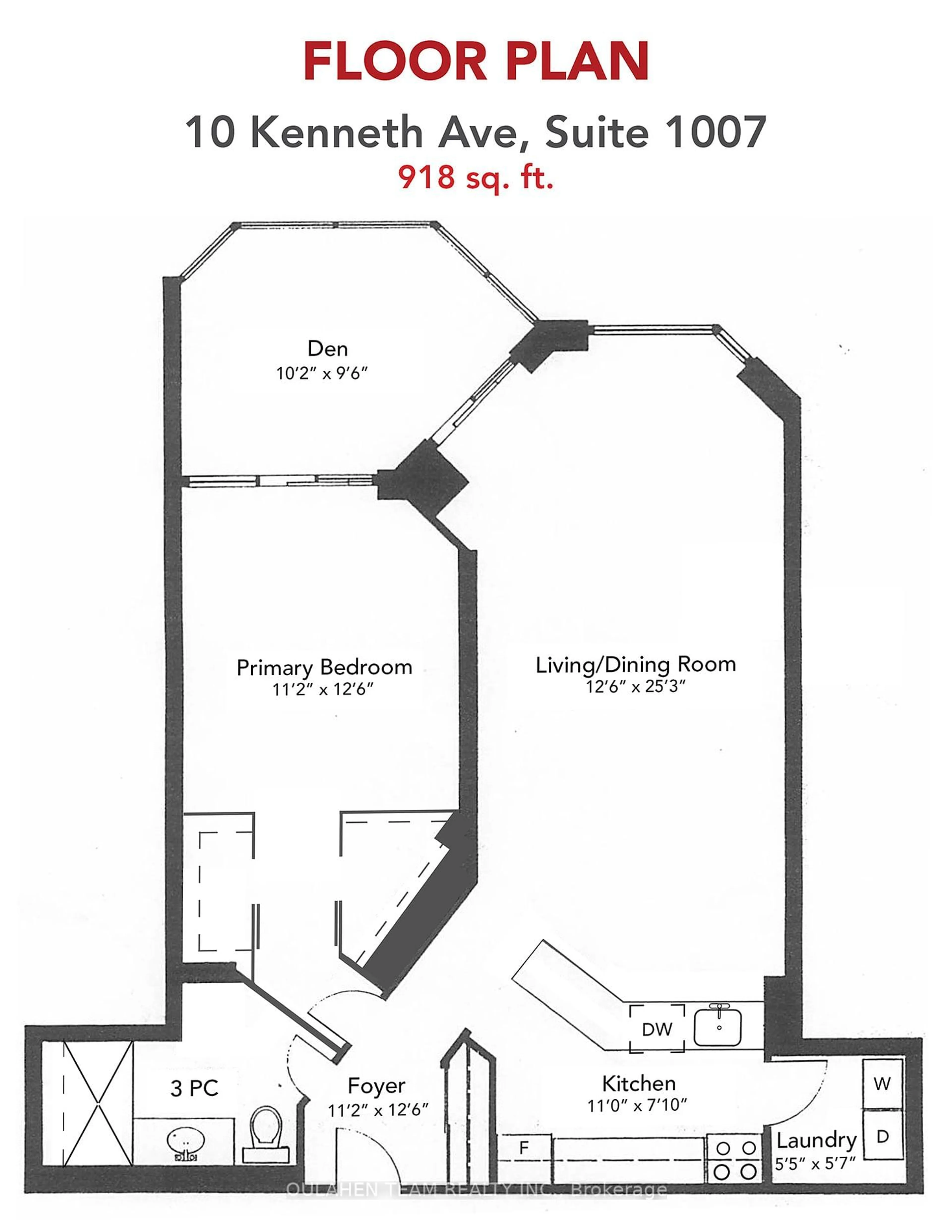 Floor plan for 10 Kenneth Ave #1007, Toronto Ontario M2N 6K6