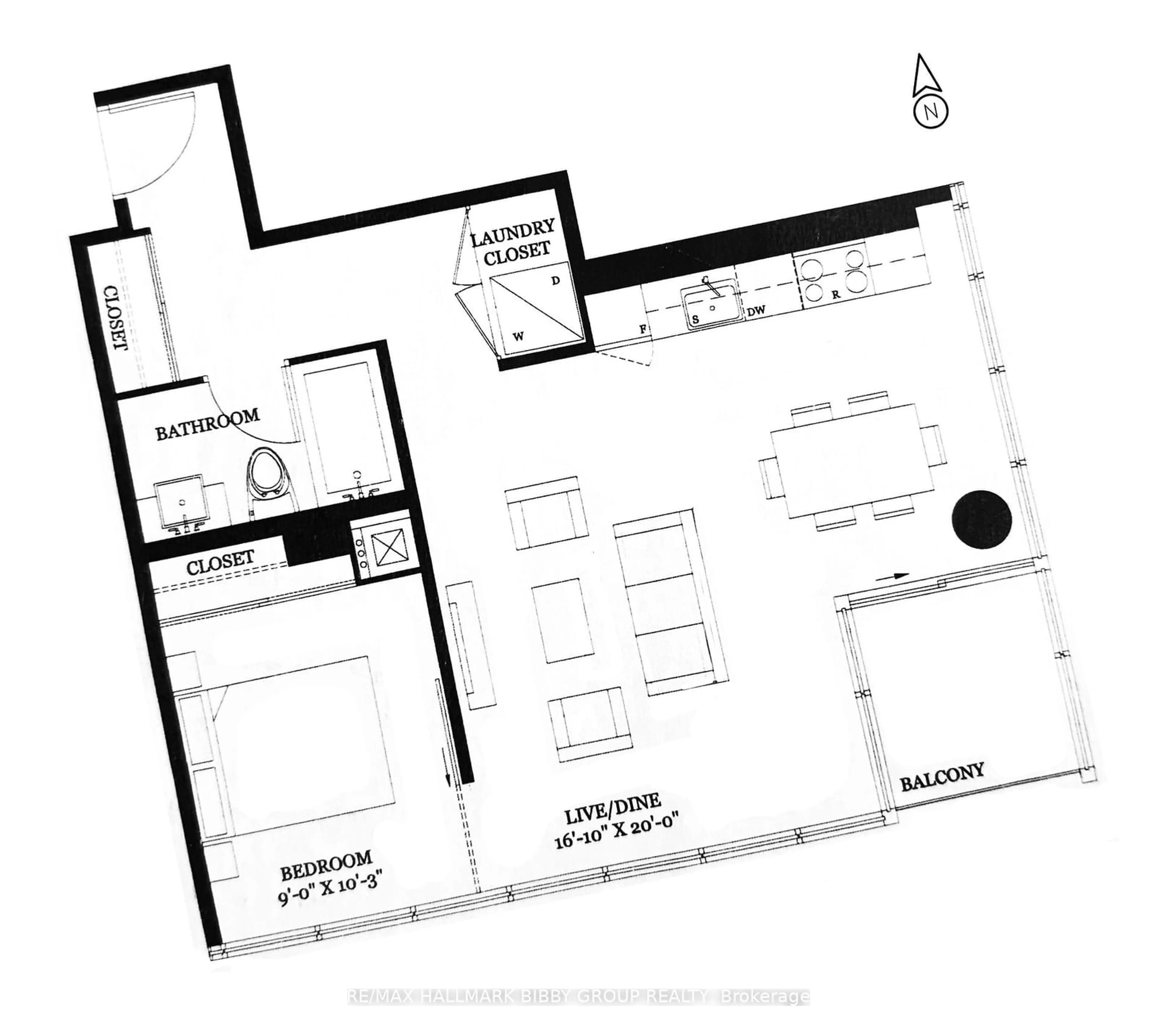 Floor plan for 15 Beverley St #1007, Toronto Ontario M5T 1X8