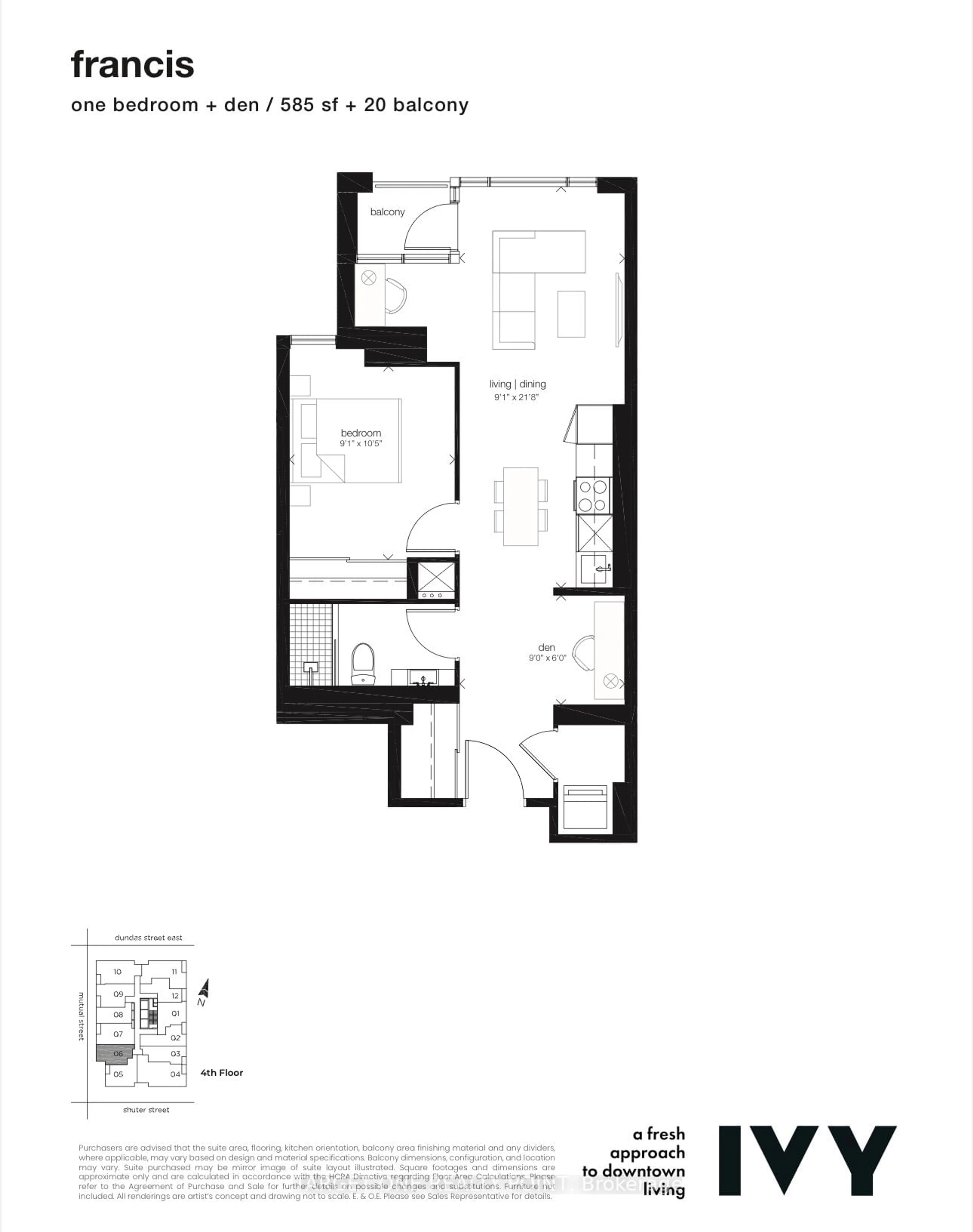 Floor plan for 65 Mutual St #406, Toronto Ontario M5B 2A9