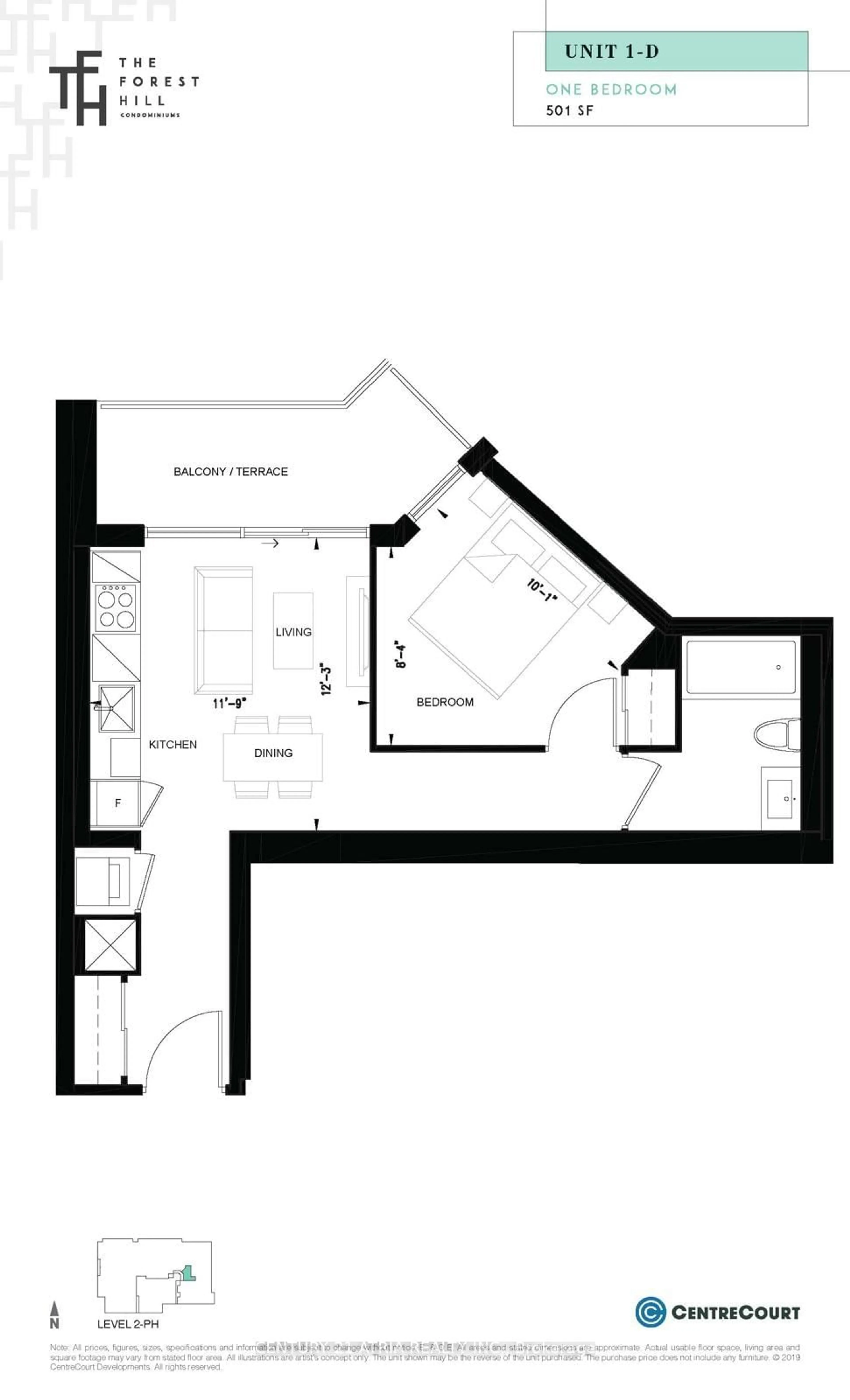 Floor plan for 2020 Bathurst St #1922, Toronto Ontario M5P 0A6