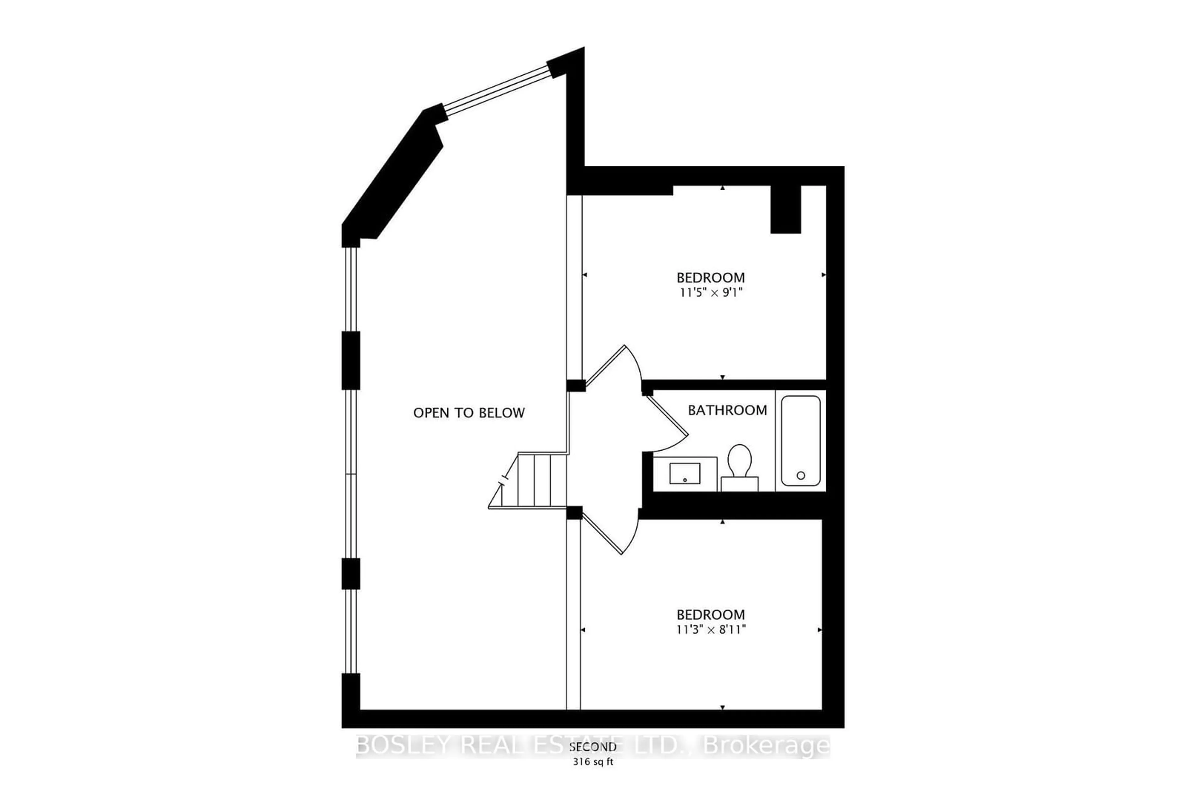 Floor plan for 393 King St #202, Toronto Ontario M5A 1L3