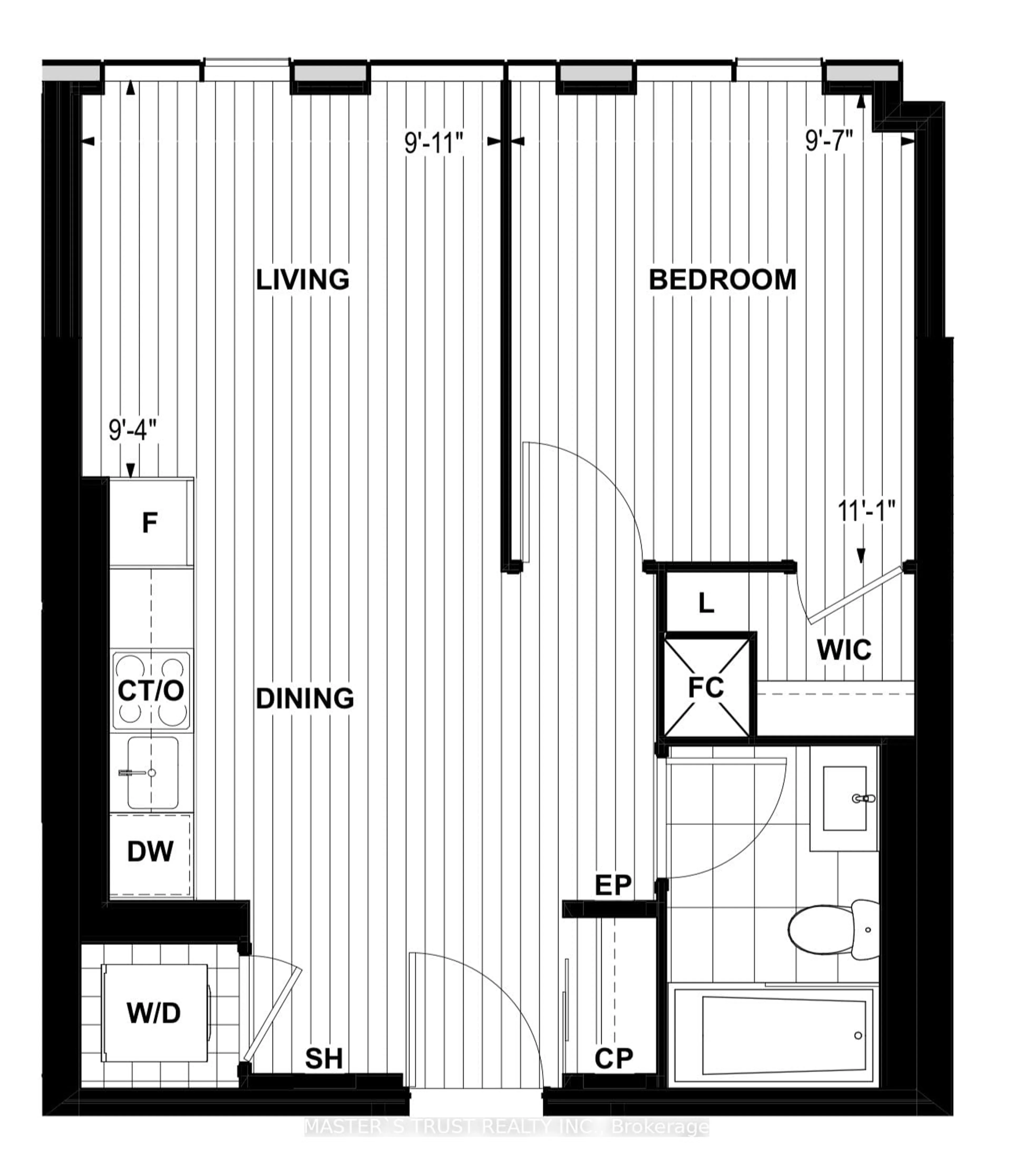 Floor plan for 480 Front St #805, Toronto Ontario M5V 0V5