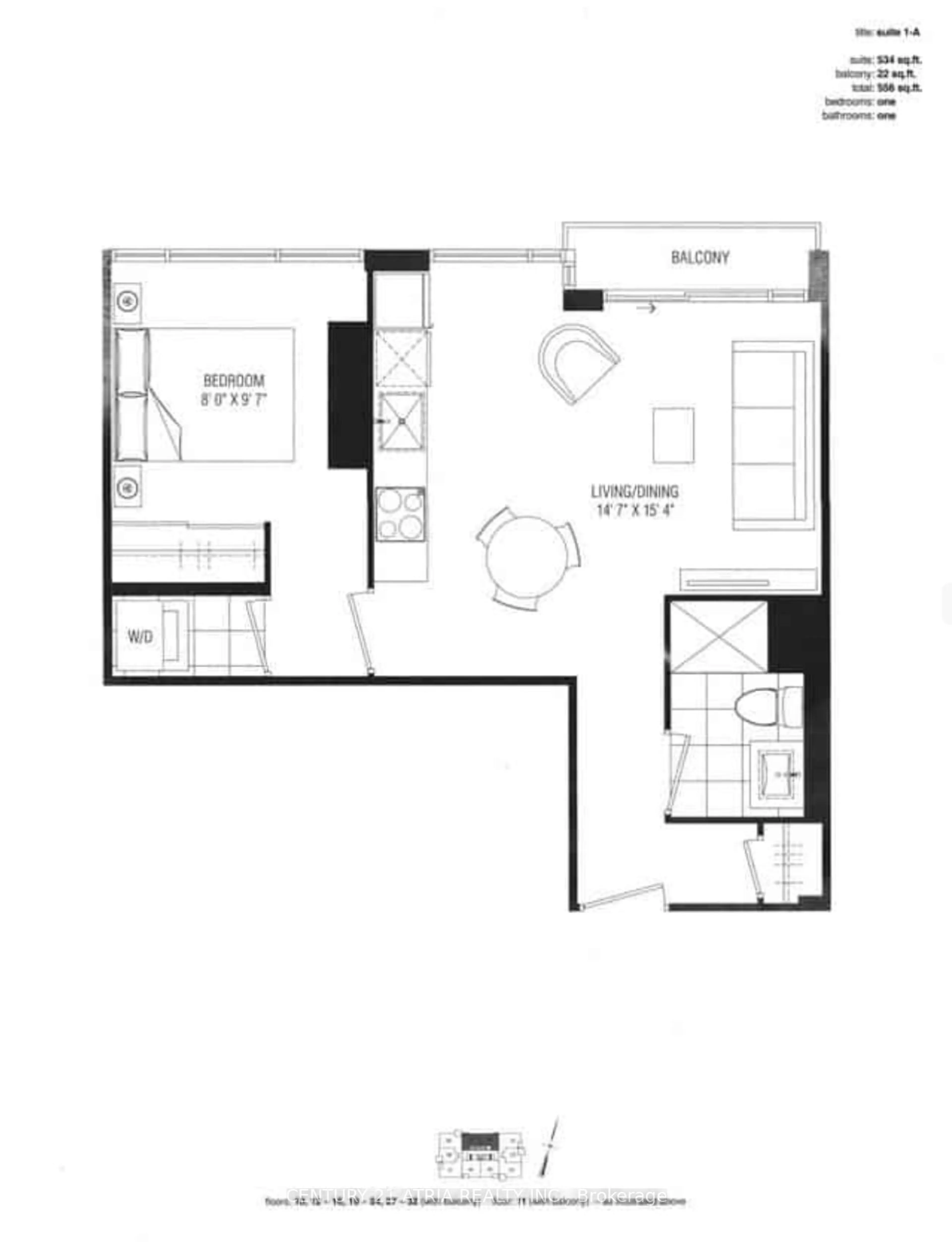 Floor plan for 30 Nelson St #1601, Toronto Ontario M5V 0H5