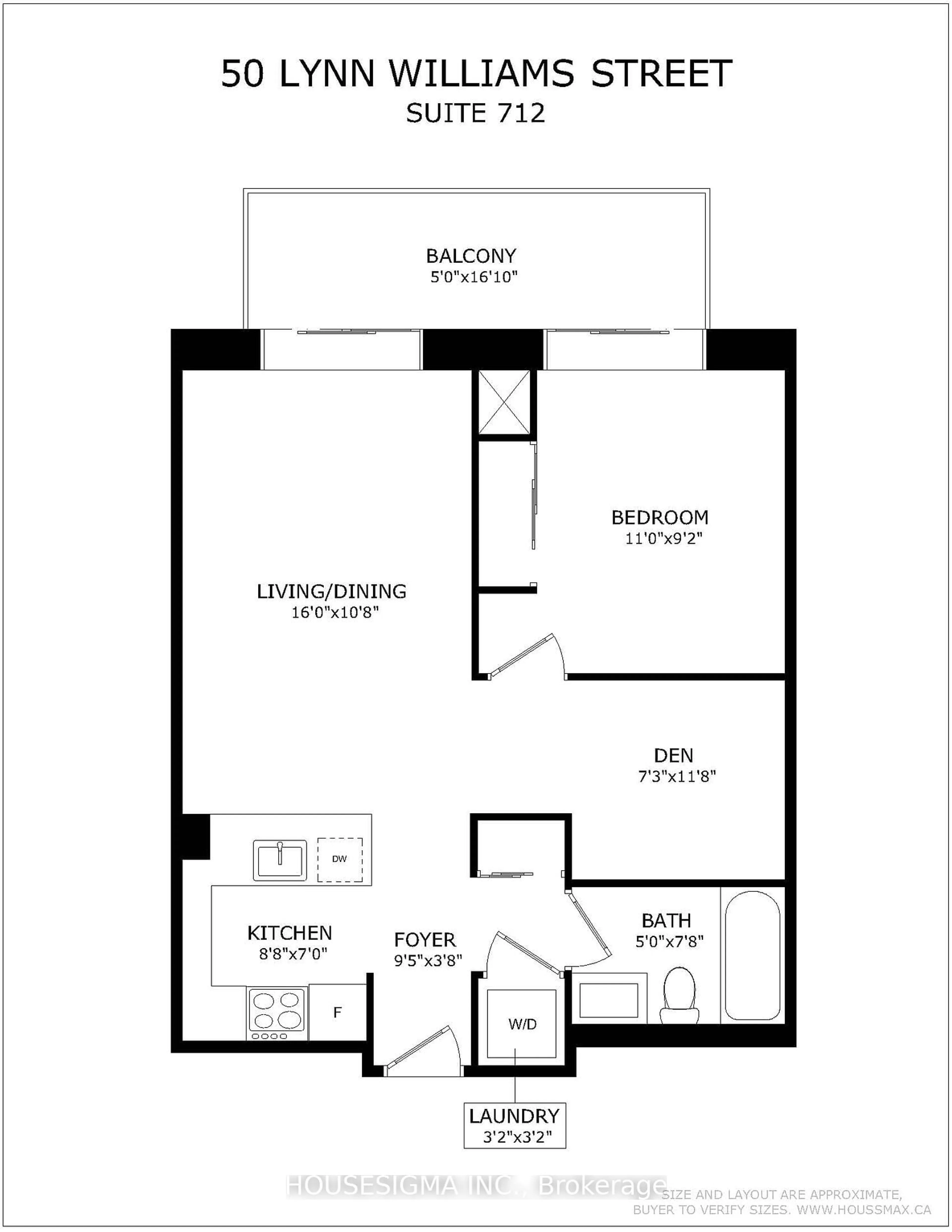 Floor plan for 50 Lynn Williams St #712, Toronto Ontario M6K 3R9