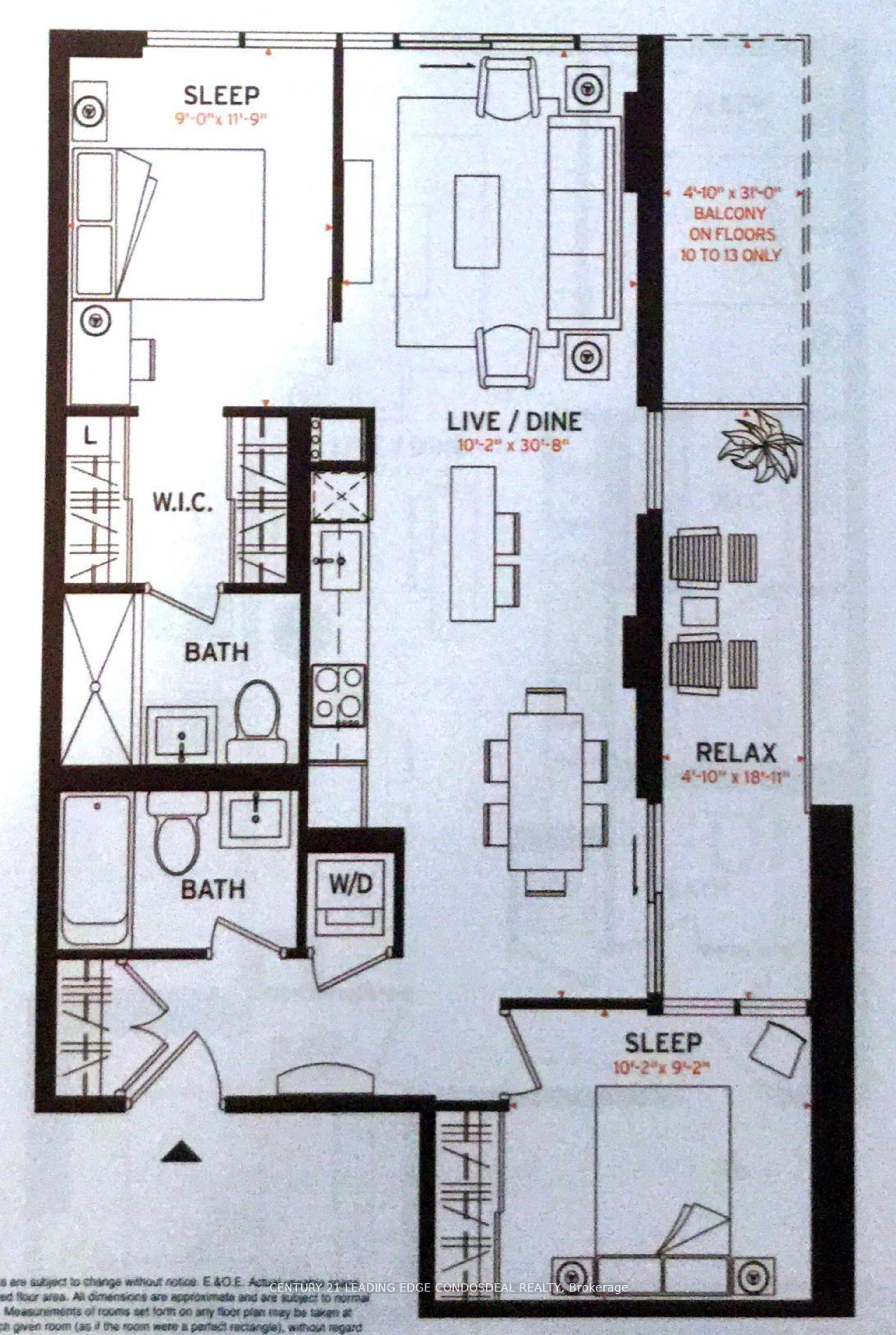 Floor plan for 320 Richmond St #1413, Toronto Ontario L4C 4W6