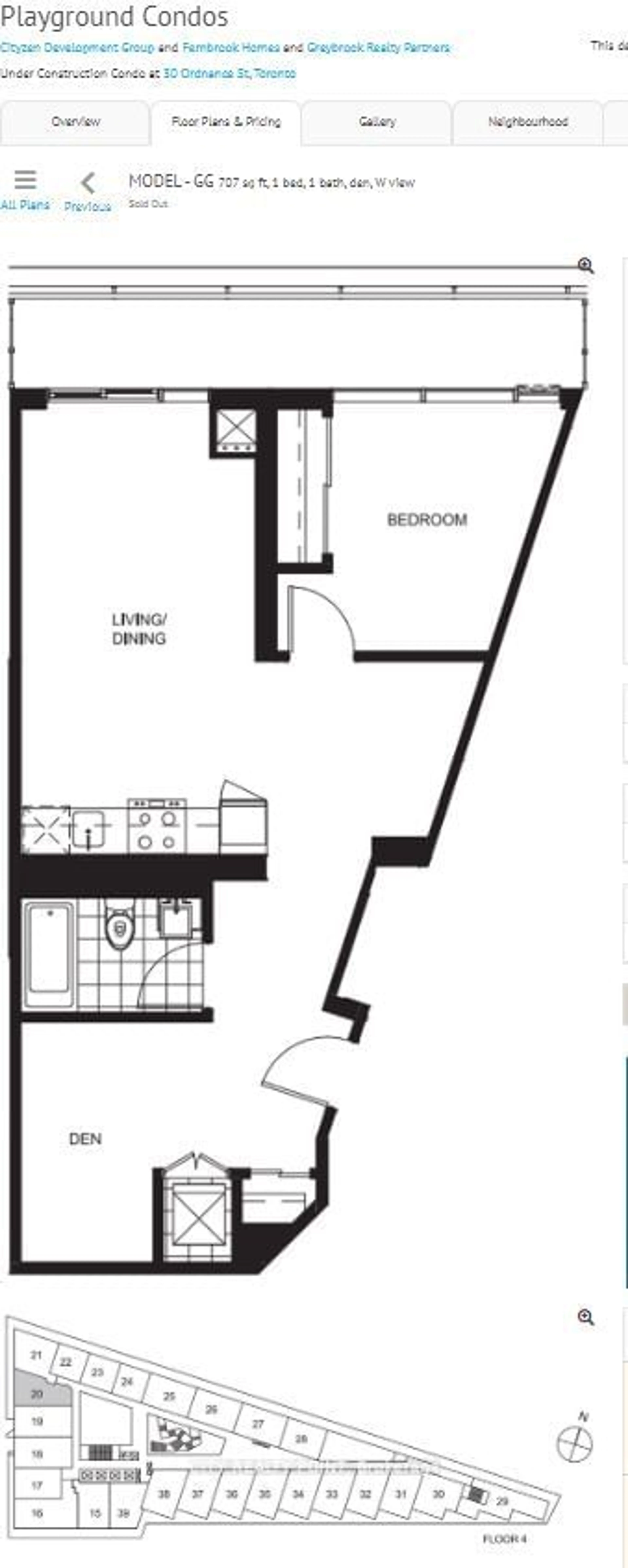 Floor plan for 50 Ordnance St #32, Toronto Ontario M6K 0C9