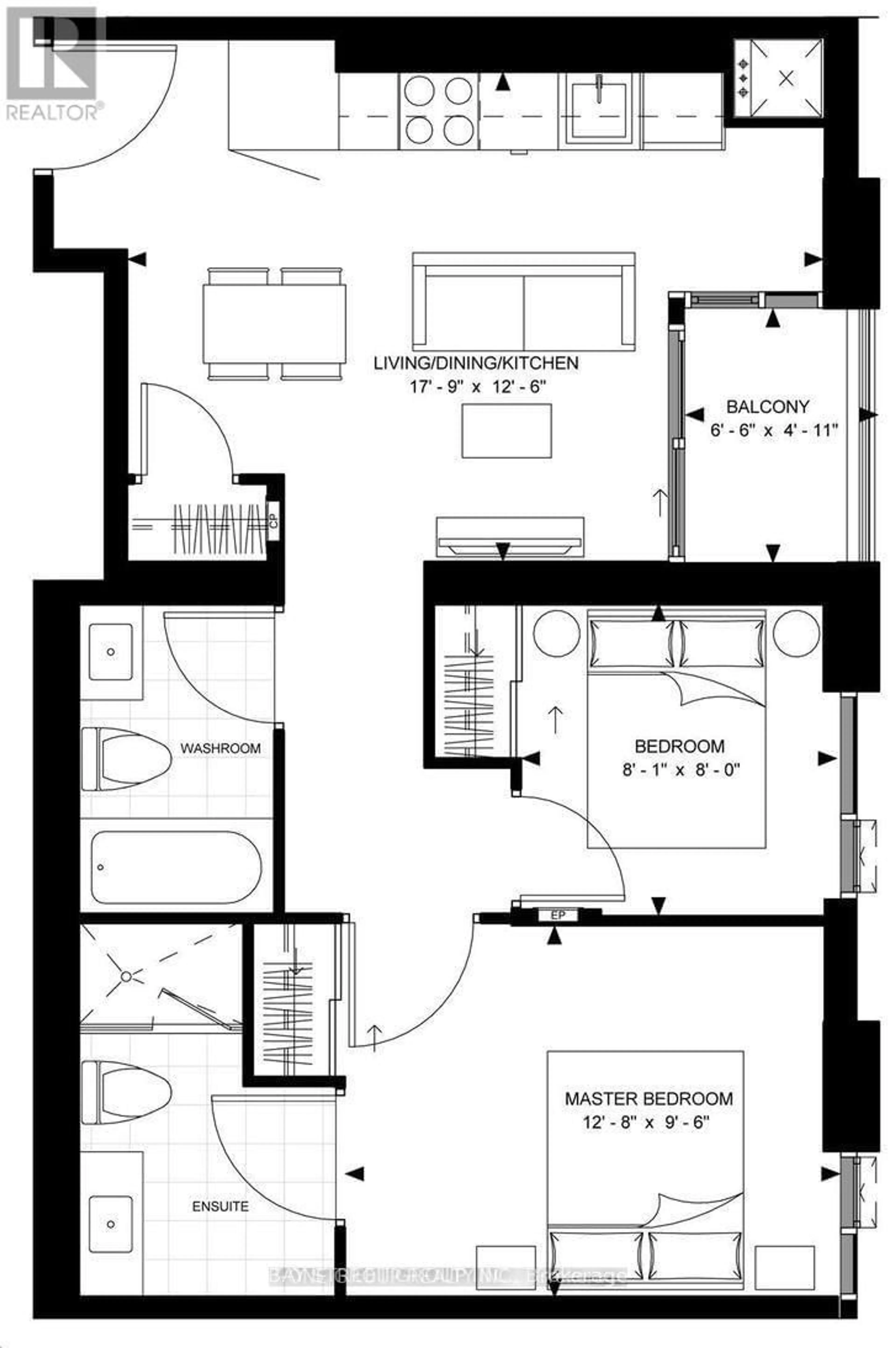 Floor plan for 8 WIDMER St #808, Toronto Ontario M5V 2E7