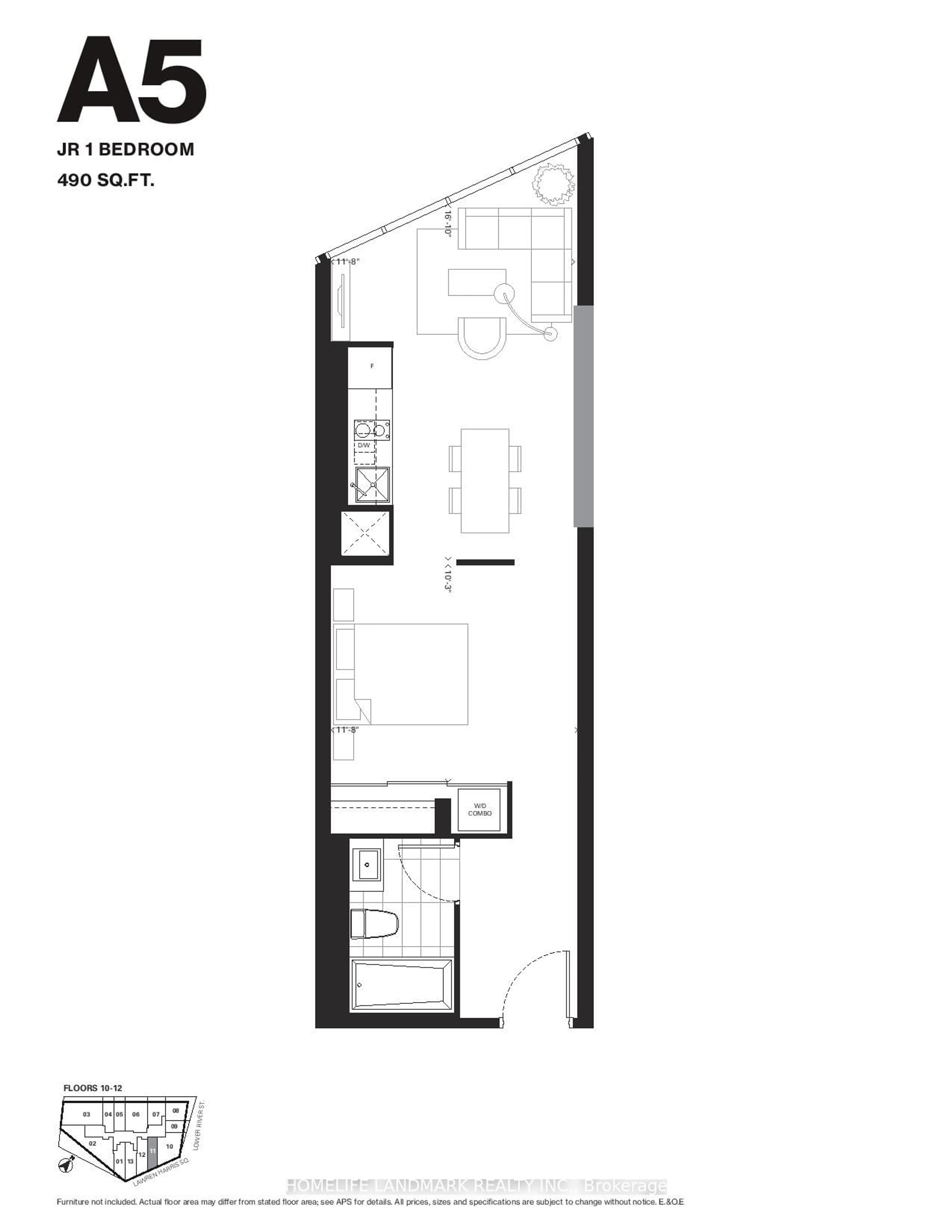 Floor plan for 21 Lawren Harris Sq #1211, Toronto Ontario M5A 0T4