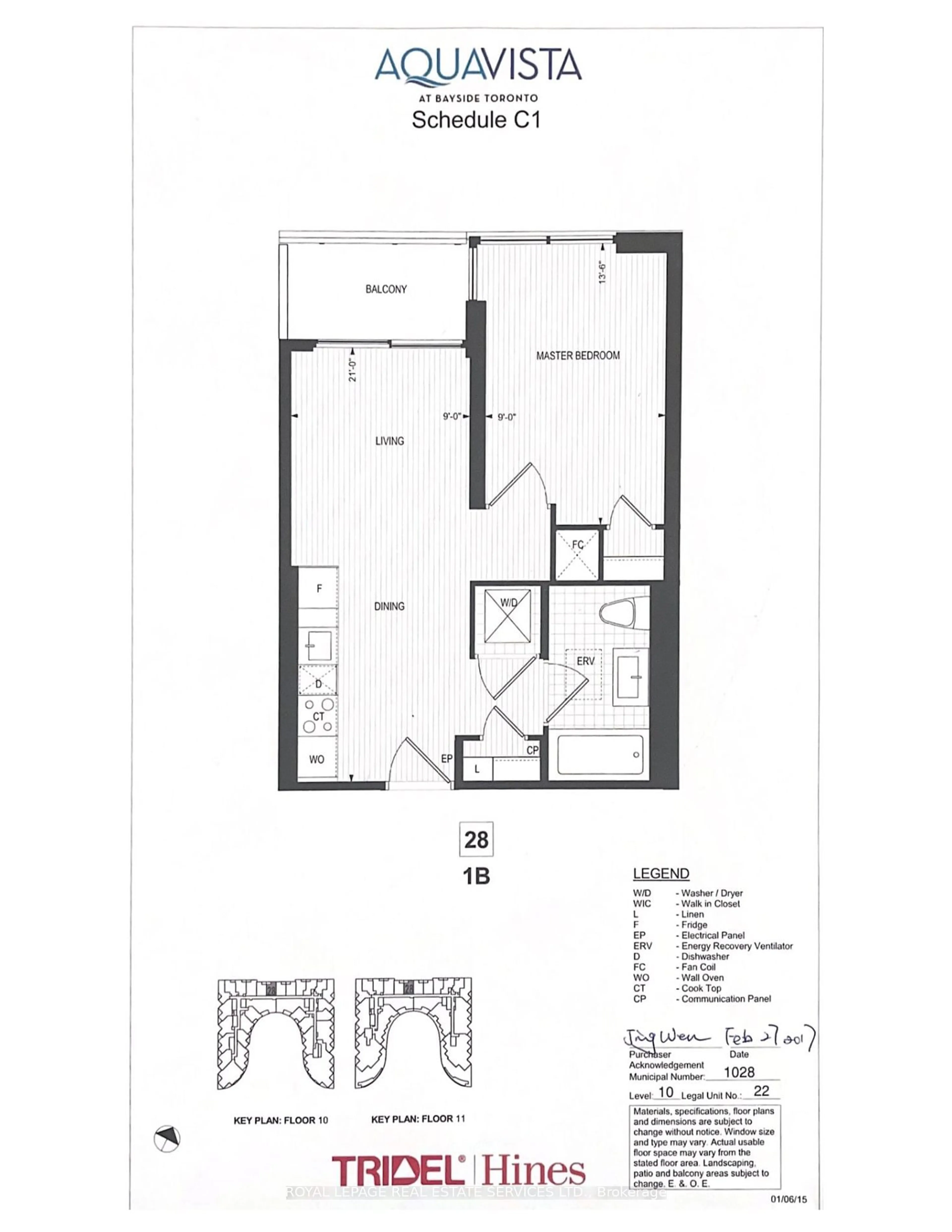 Floor plan for 1 Edgewater Dr #PH28, Toronto Ontario M5A 0L1