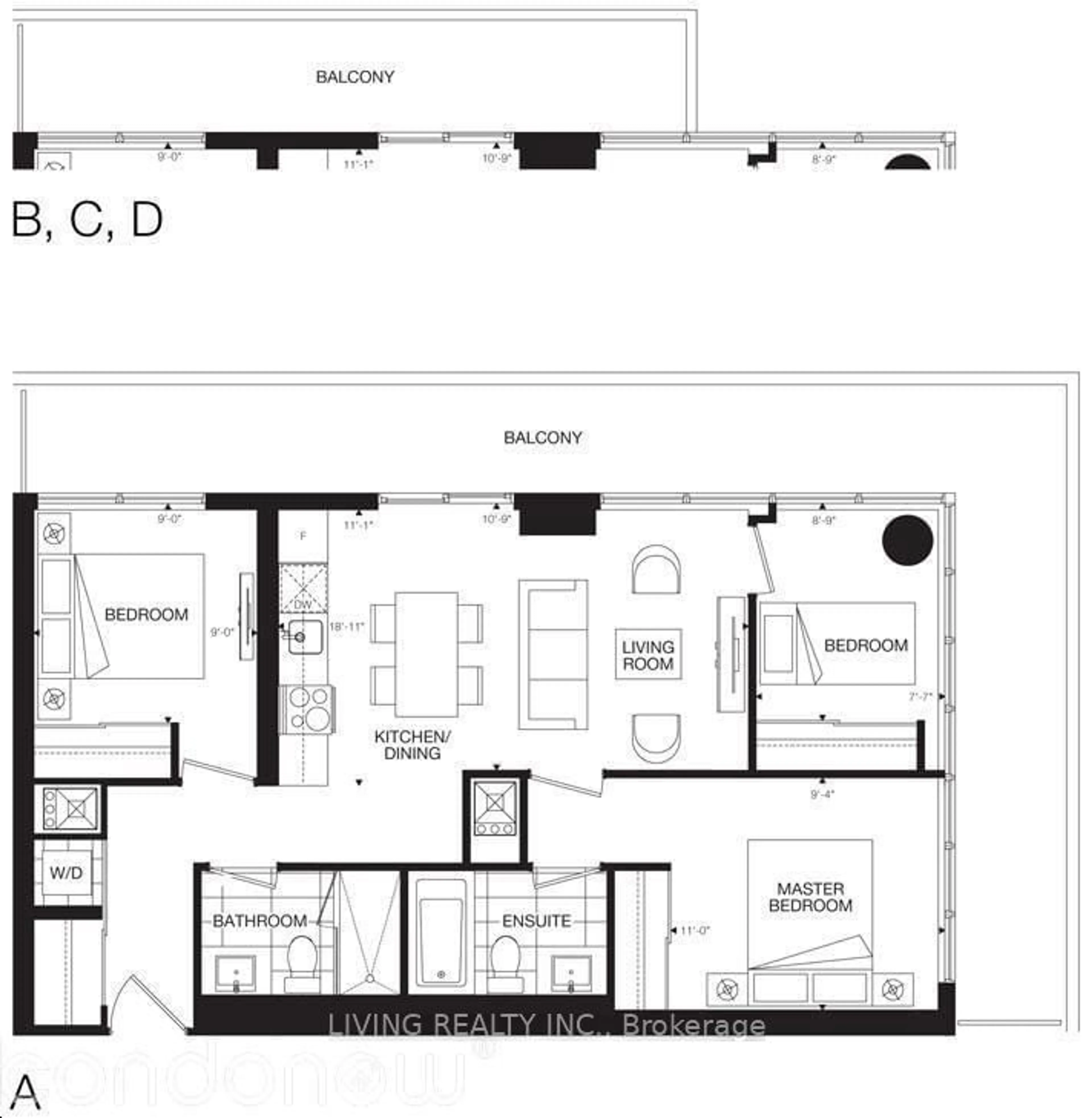 Floor plan for 365 Church St #612, Toronto Ontario M5B 1Z9