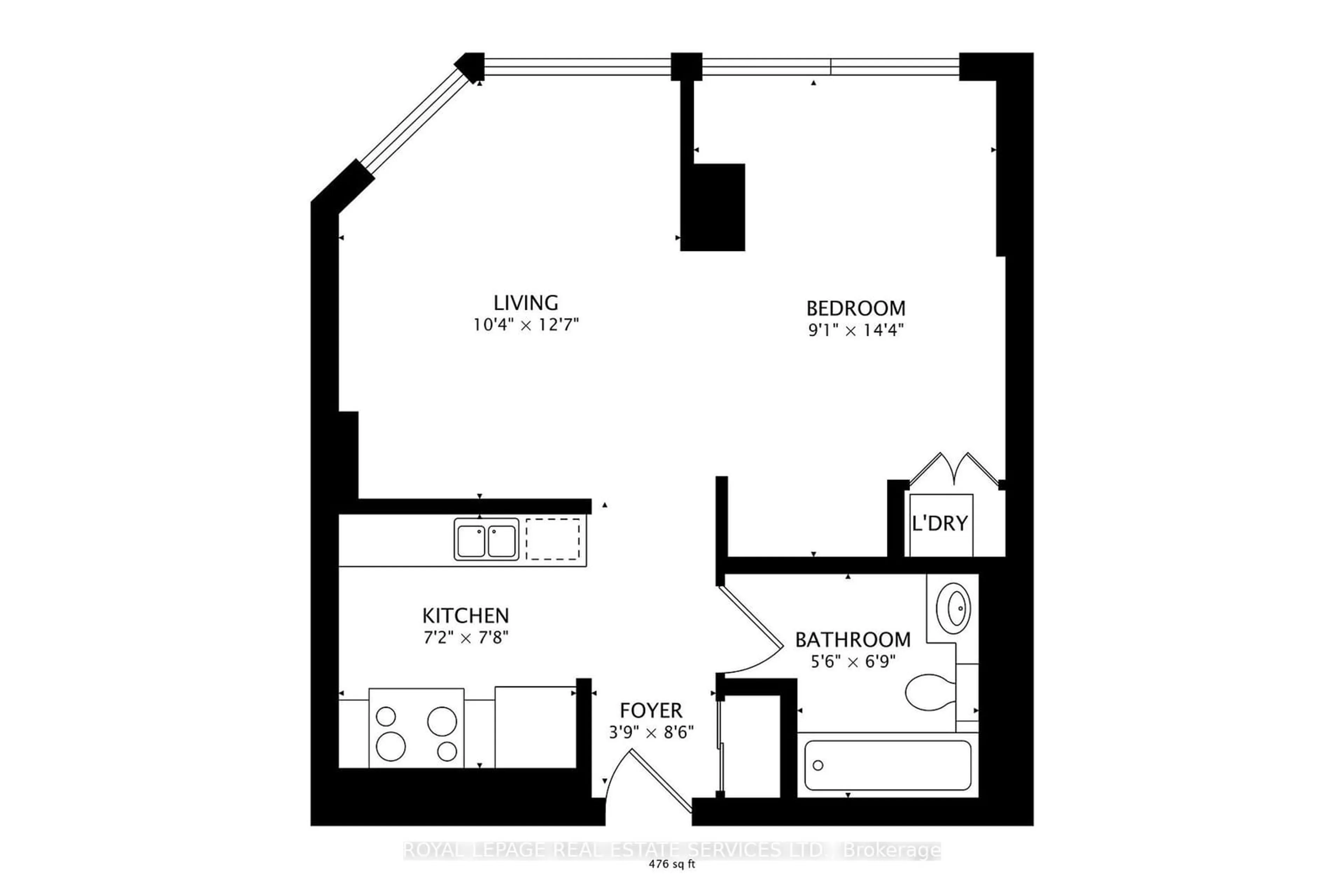 Floor plan for 10 Queens Quay #2012, Toronto Ontario M5J 2R9