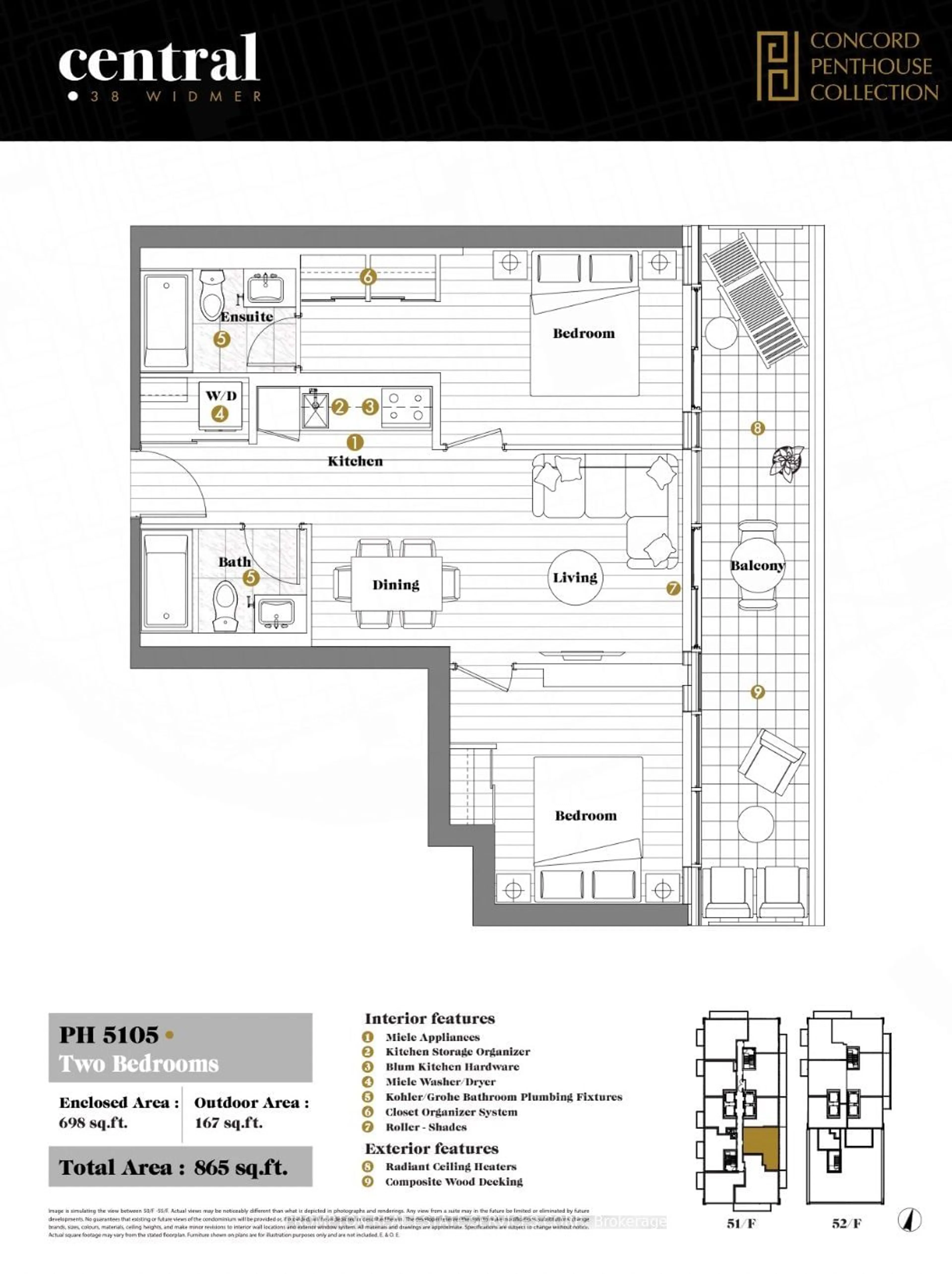 Floor plan for 38 Widmer St #PH5105, Toronto Ontario M5V 0P7