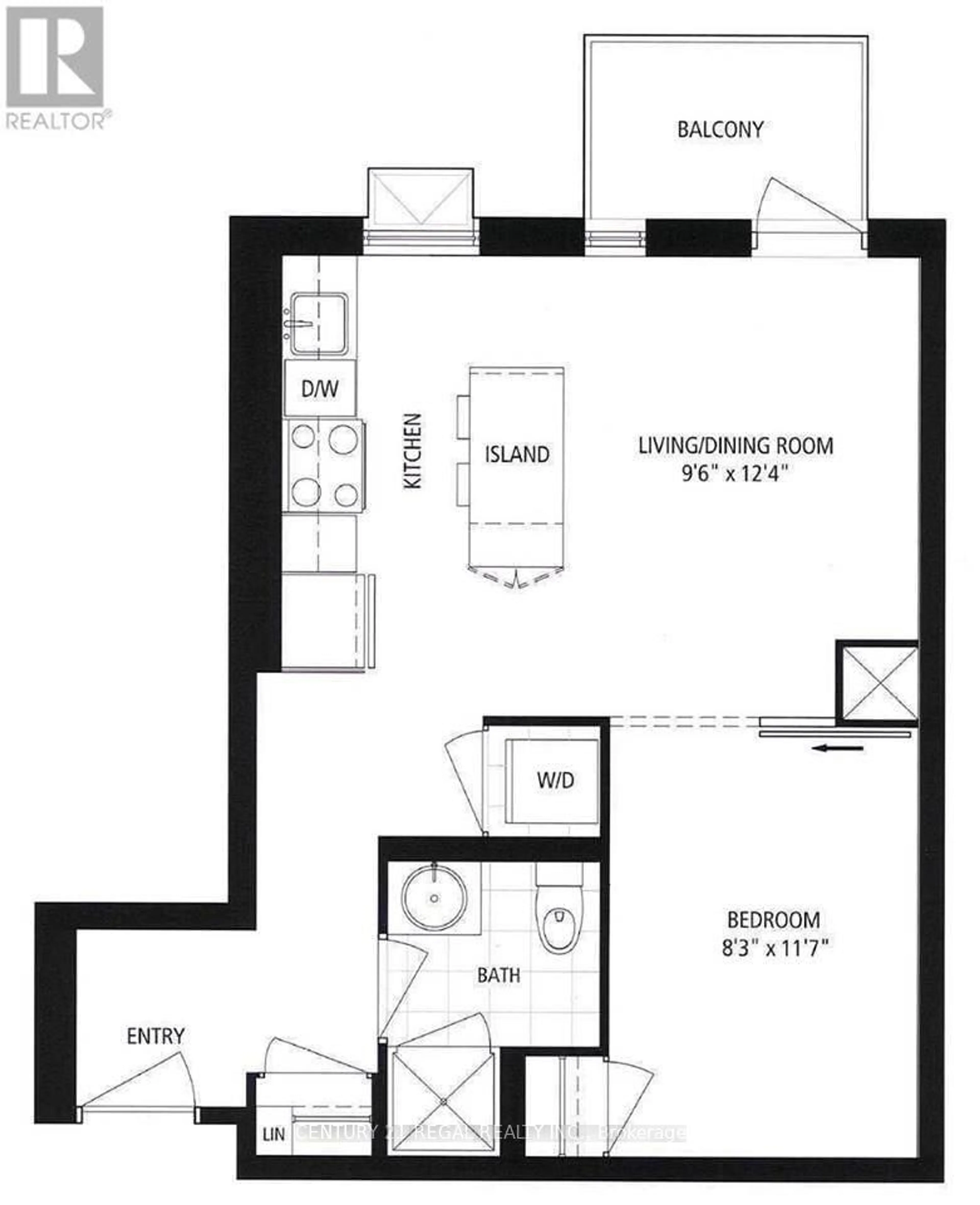 Floor plan for 260 Sackville St #912, Toronto Ontario M5A 0B3