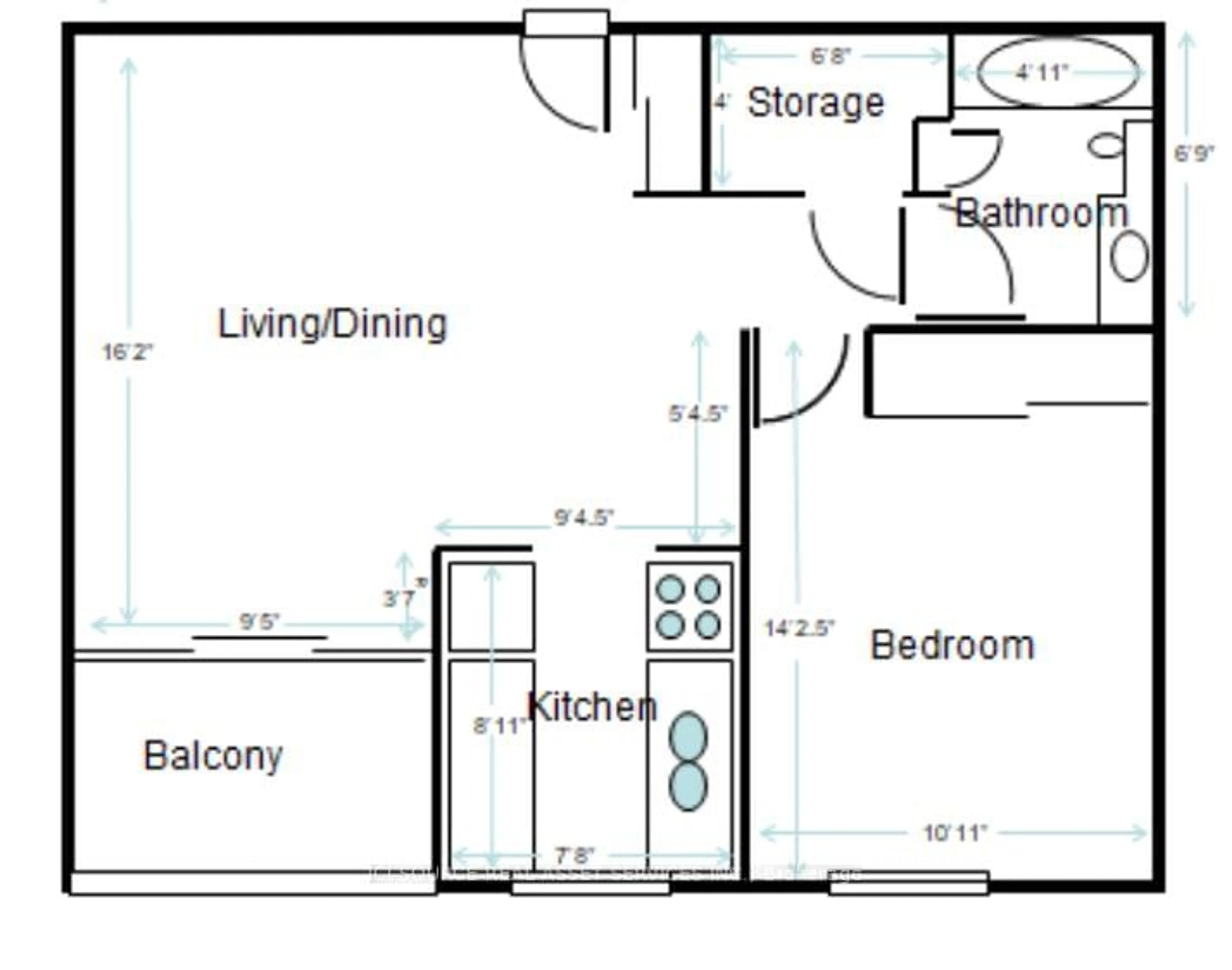 Floor plan for 73 McCaul St #628, Toronto Ontario M5T 2X2