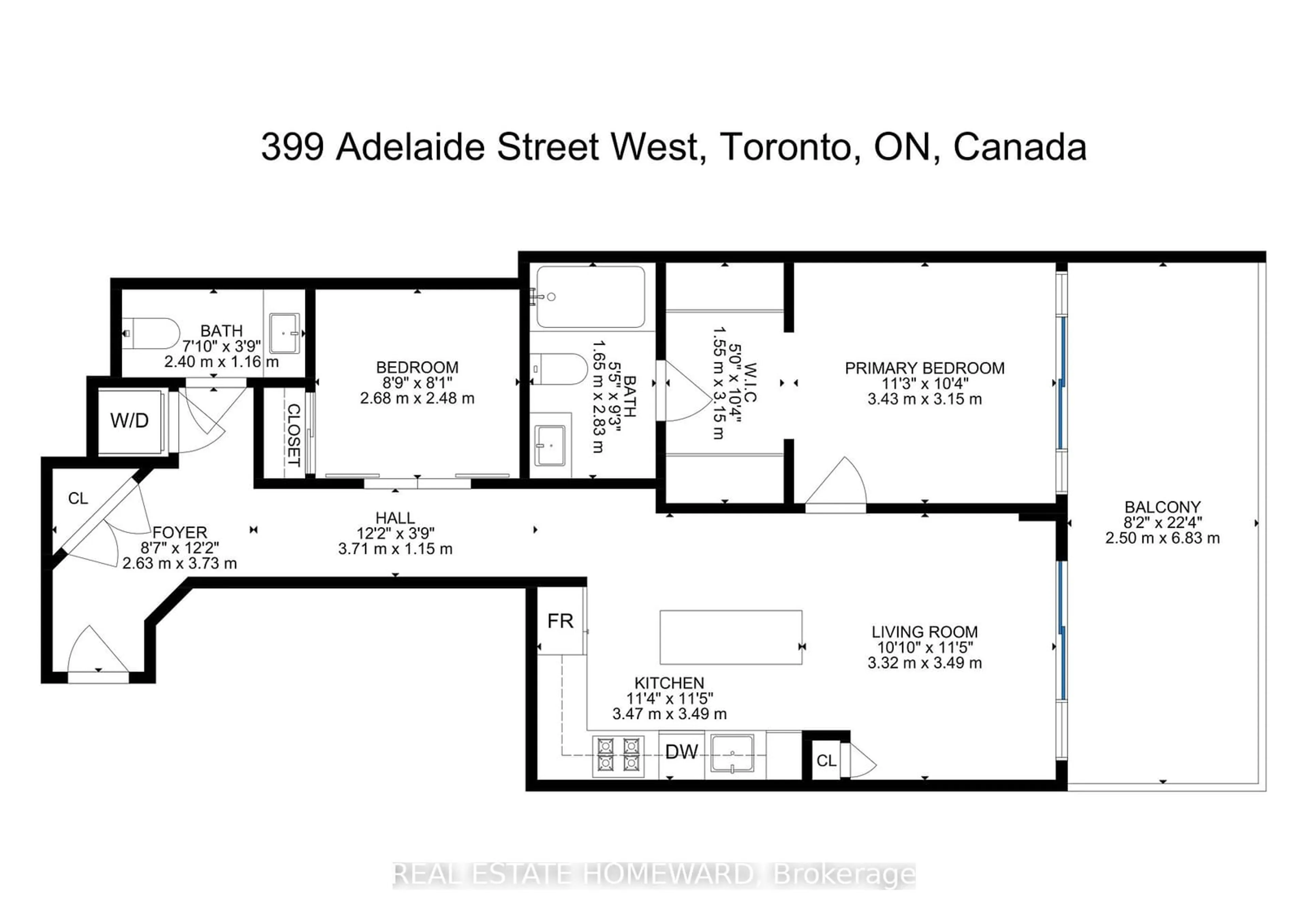 Floor plan for 399 Adelaide St #915, Toronto Ontario M5V 1S1