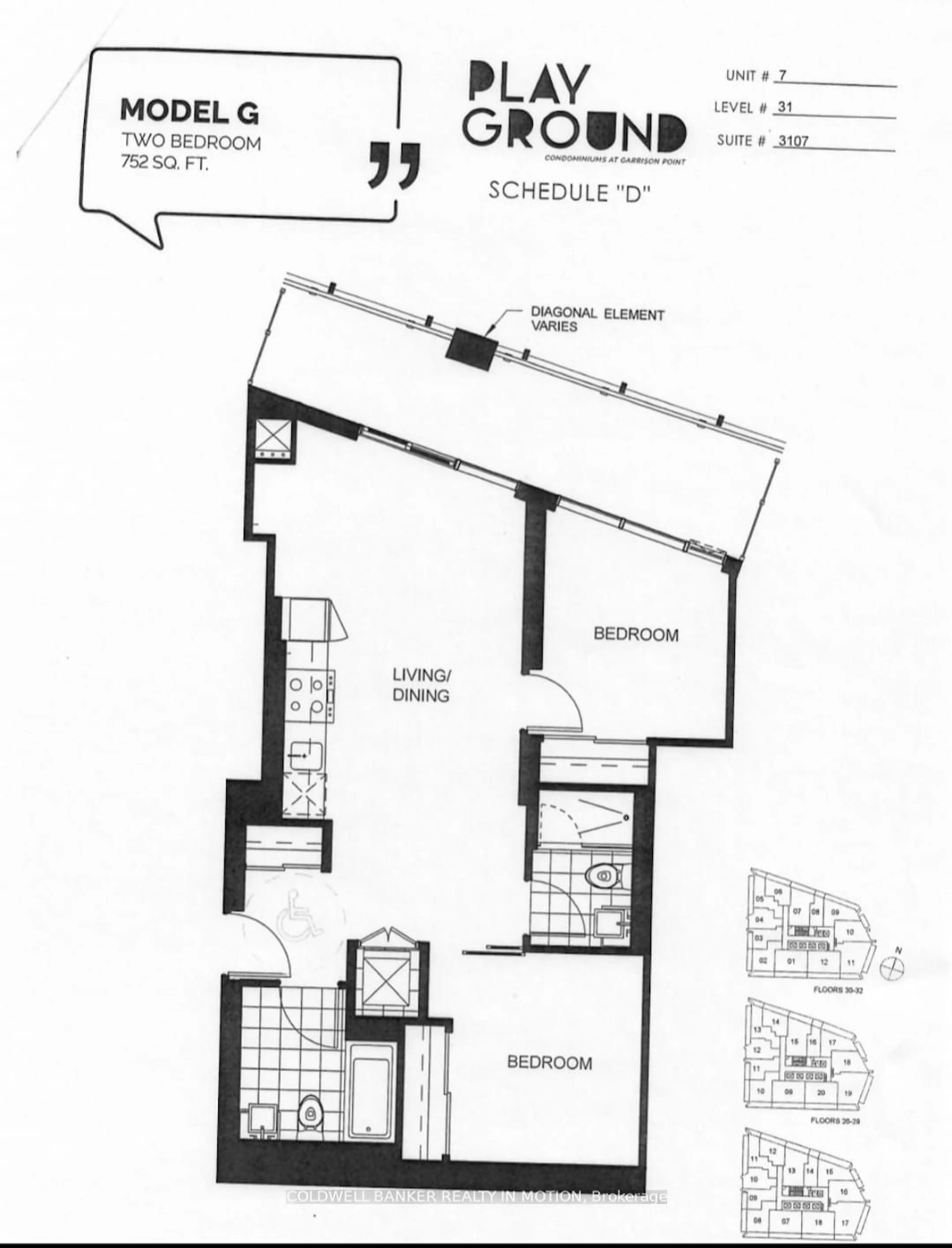 Floor plan for 50 Ordnance St #3107, Toronto Ontario M6K 0C9